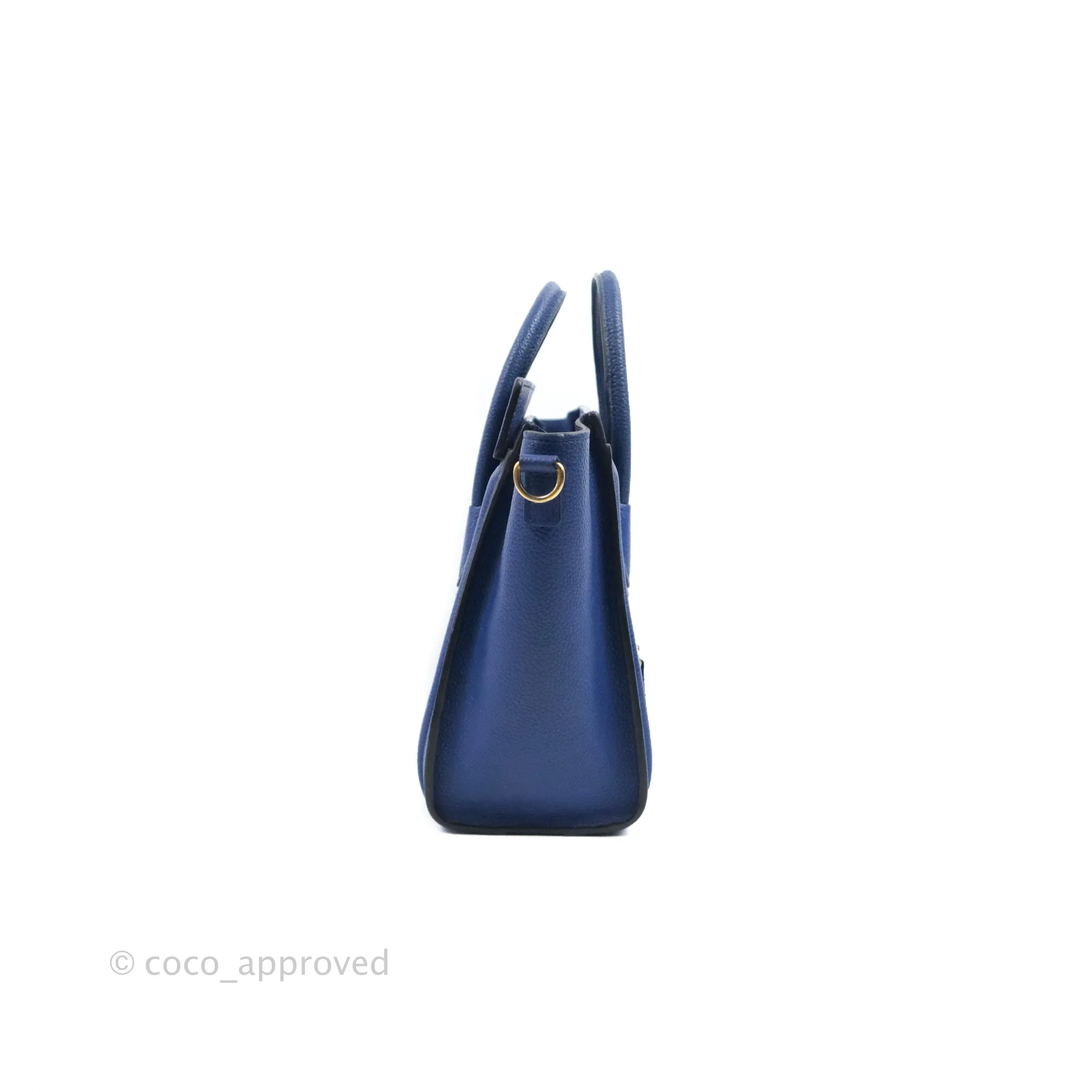 Celine Nano Luggage Dark Blue Drummed Calfskin Gold Hardware