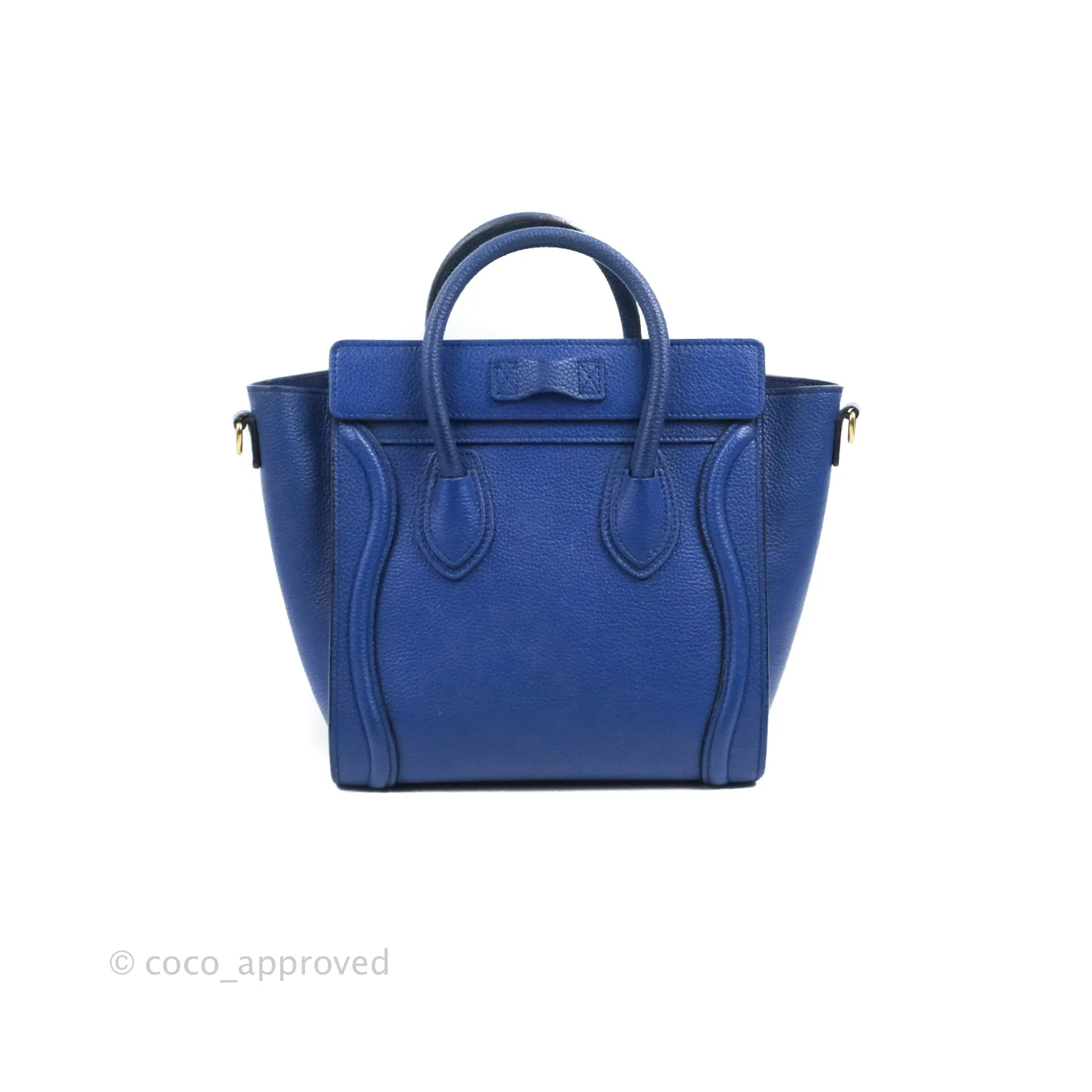 Celine Nano Luggage Dark Blue Drummed Calfskin Gold Hardware