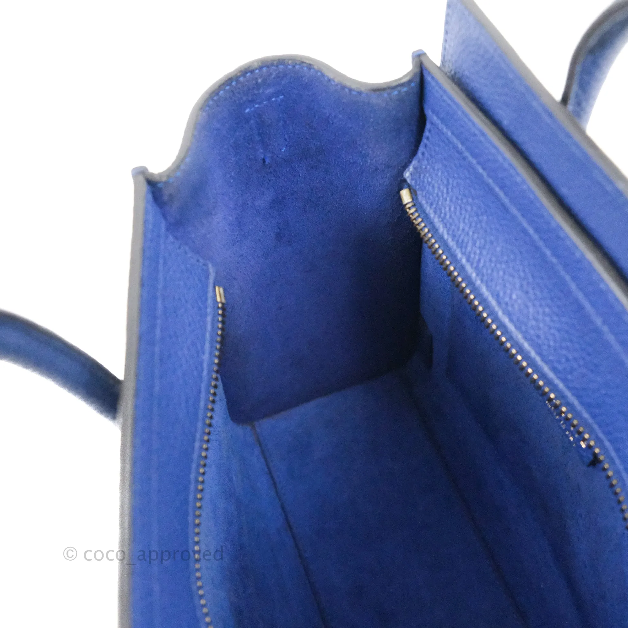 Celine Nano Luggage Dark Blue Drummed Calfskin Gold Hardware