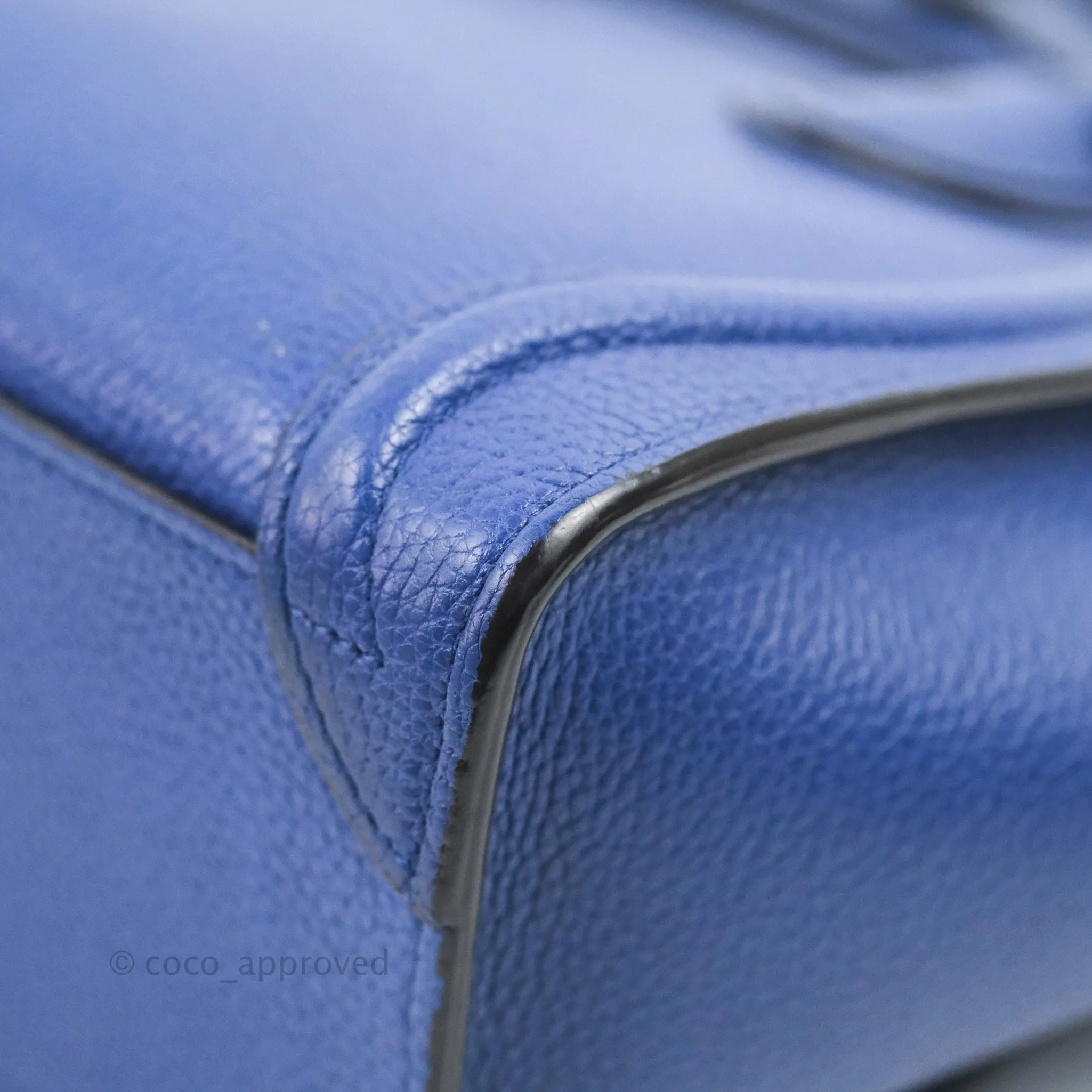 Celine Nano Luggage Dark Blue Drummed Calfskin Gold Hardware