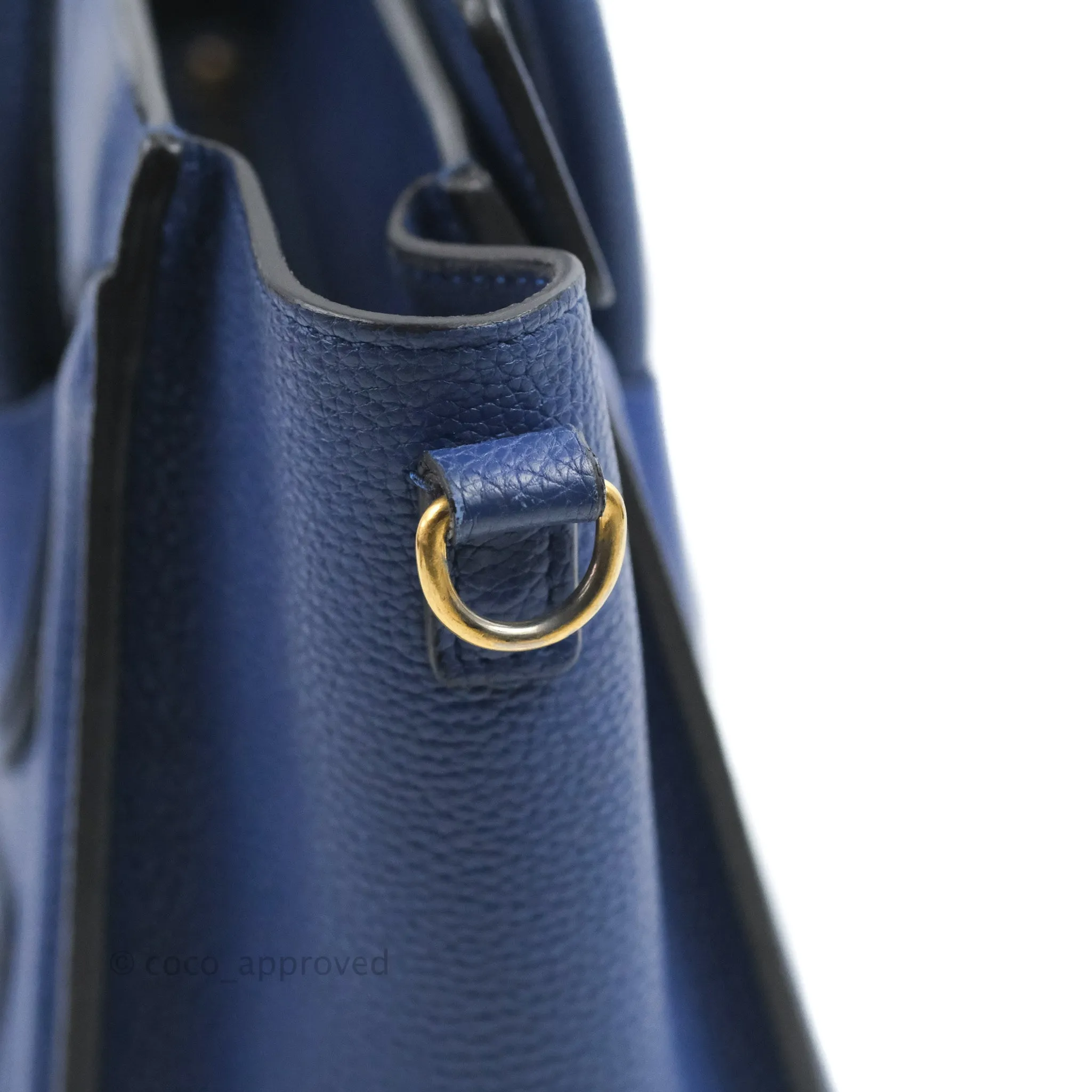 Celine Nano Luggage Dark Blue Drummed Calfskin Gold Hardware