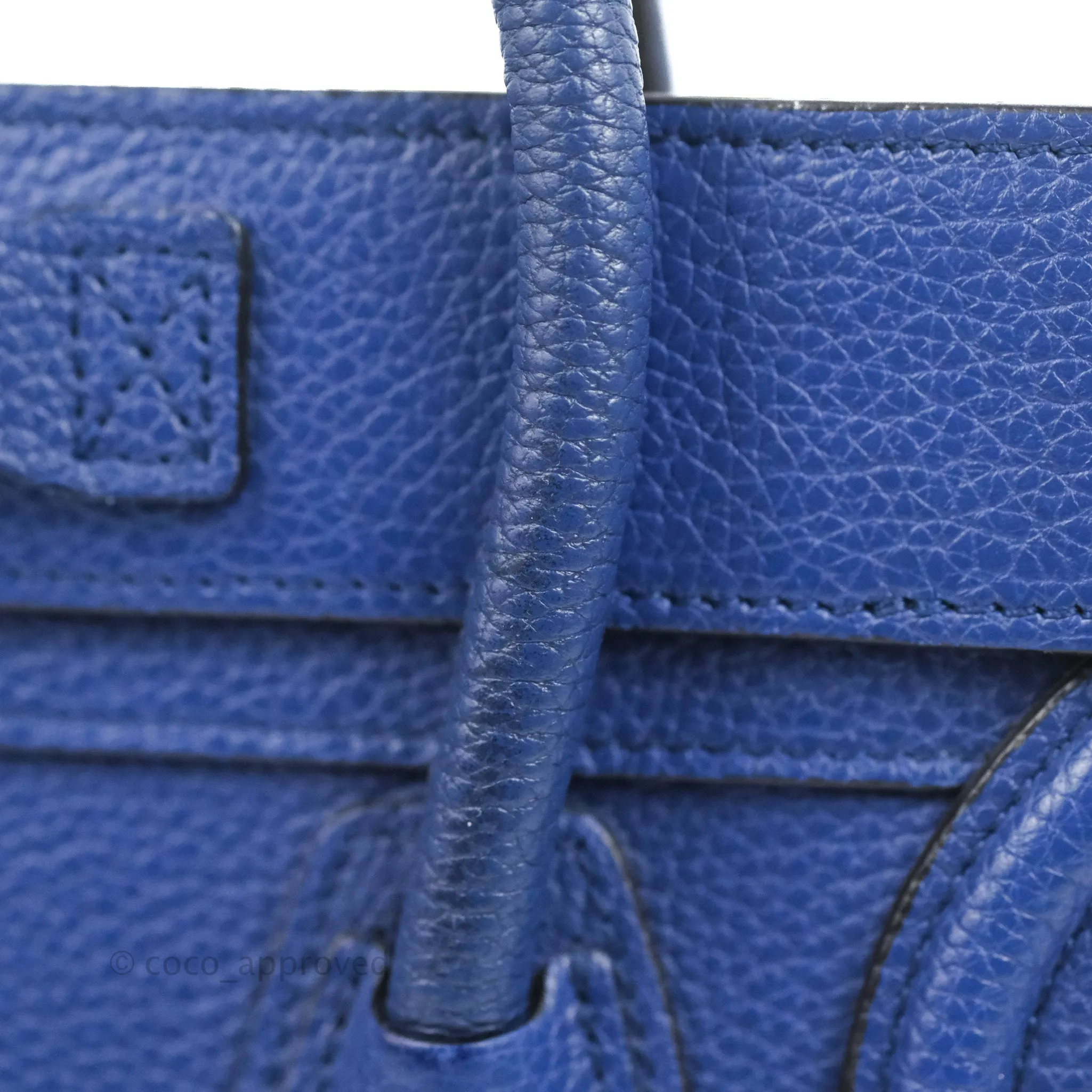 Celine Nano Luggage Dark Blue Drummed Calfskin Gold Hardware