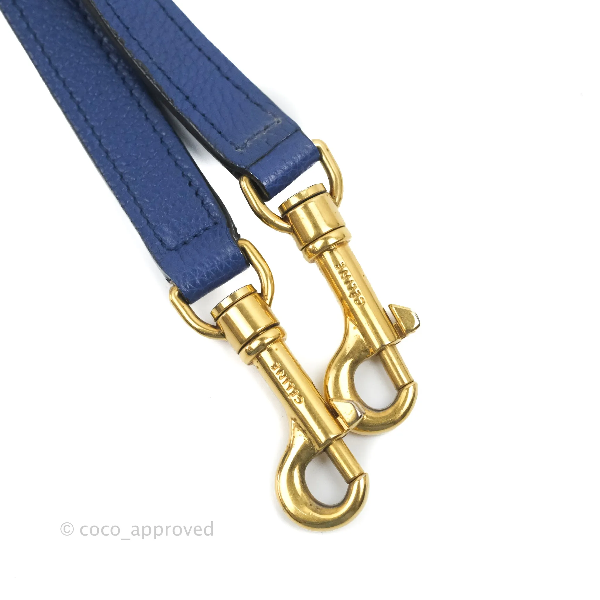 Celine Nano Luggage Dark Blue Drummed Calfskin Gold Hardware