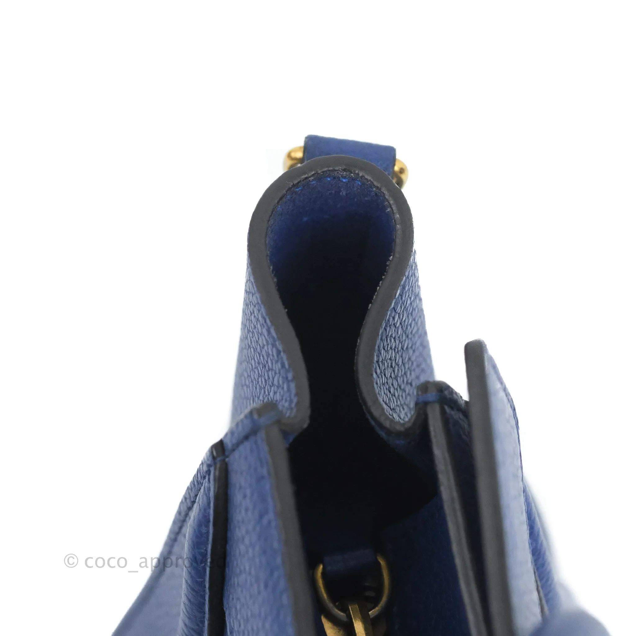 Celine Nano Luggage Dark Blue Drummed Calfskin Gold Hardware