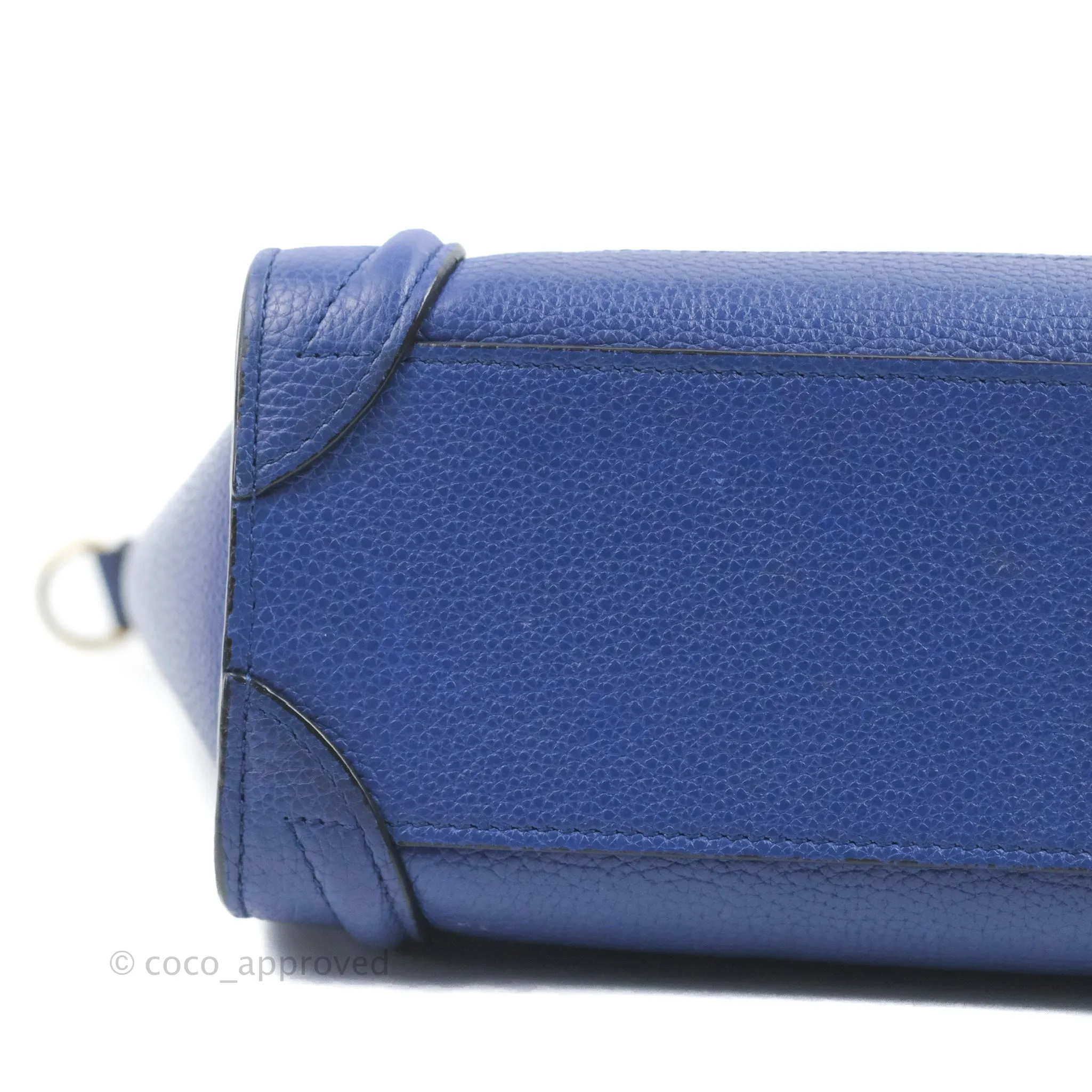 Celine Nano Luggage Dark Blue Drummed Calfskin Gold Hardware