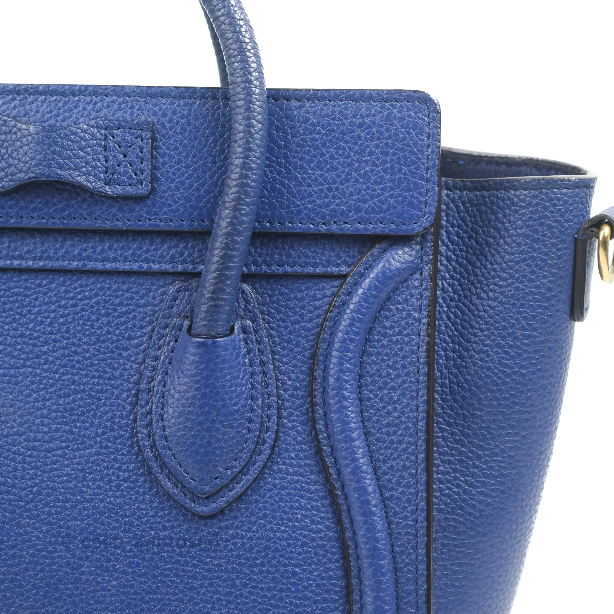 Celine Nano Luggage Dark Blue Drummed Calfskin Gold Hardware