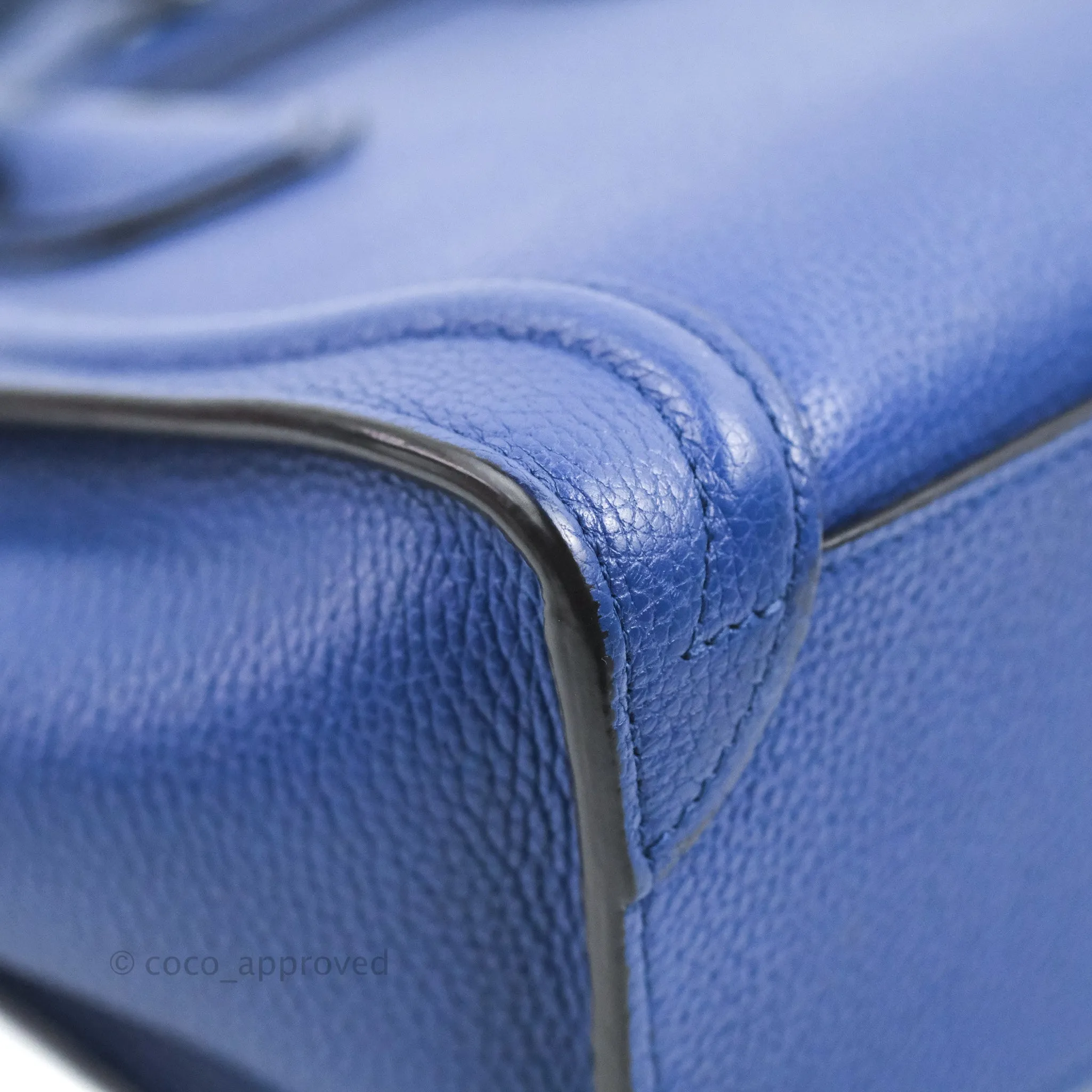 Celine Nano Luggage Dark Blue Drummed Calfskin Gold Hardware