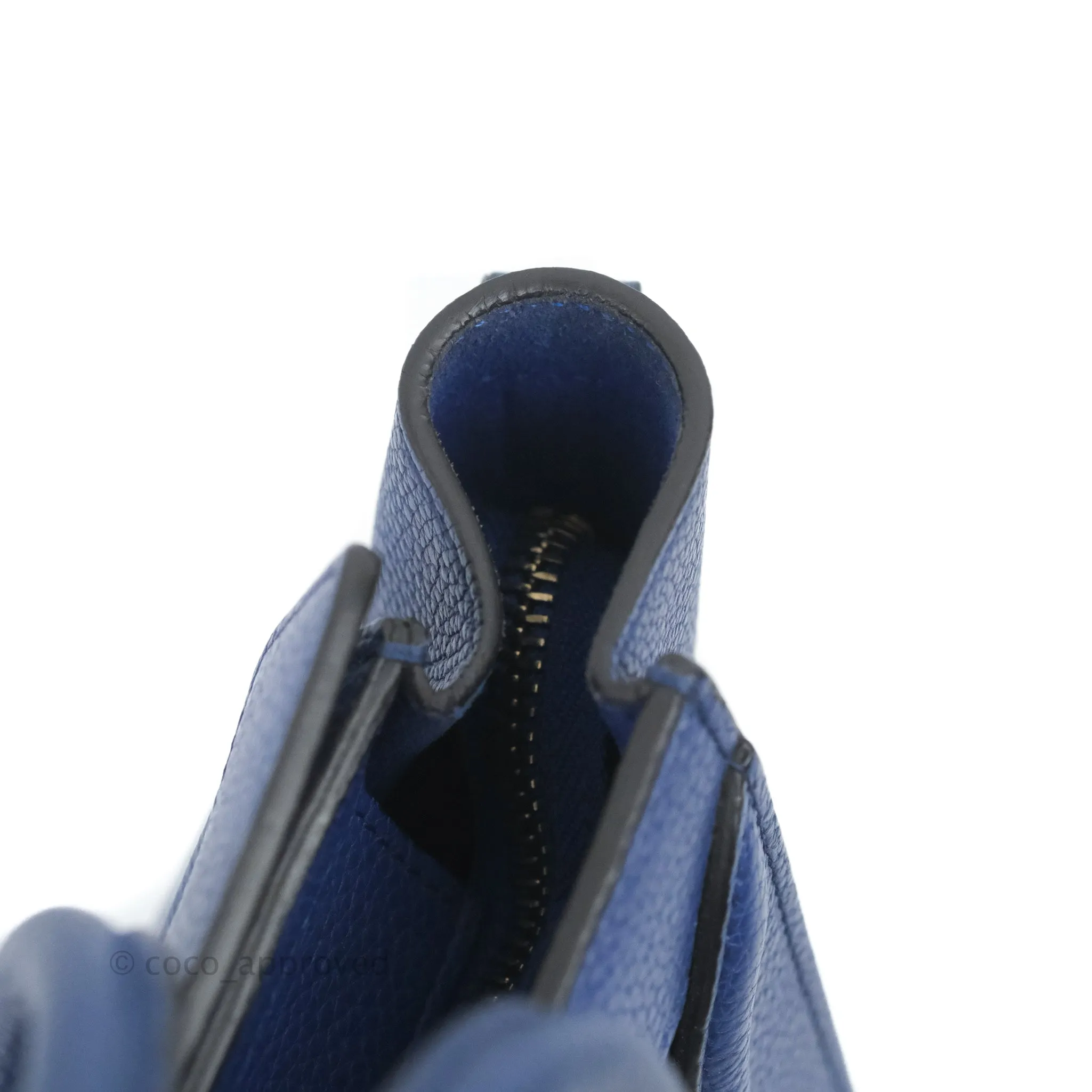 Celine Nano Luggage Dark Blue Drummed Calfskin Gold Hardware