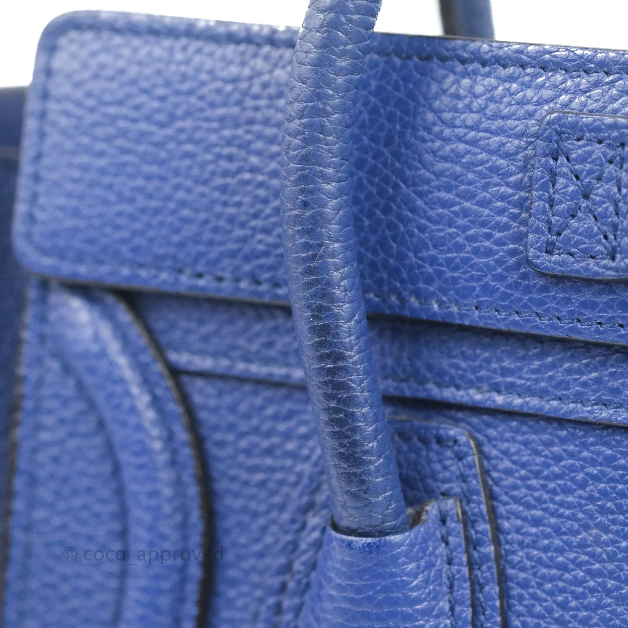 Celine Nano Luggage Dark Blue Drummed Calfskin Gold Hardware
