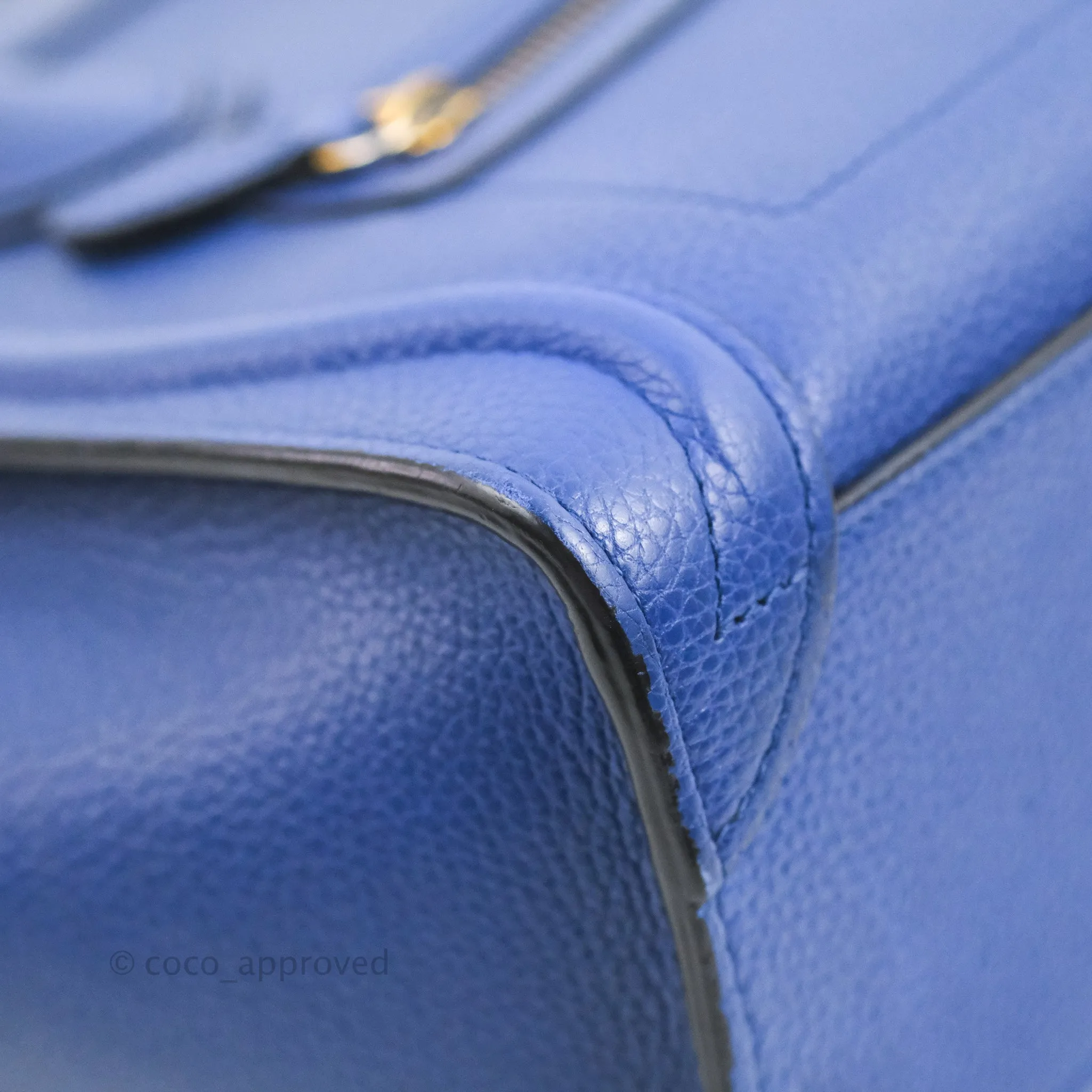 Celine Nano Luggage Dark Blue Drummed Calfskin Gold Hardware