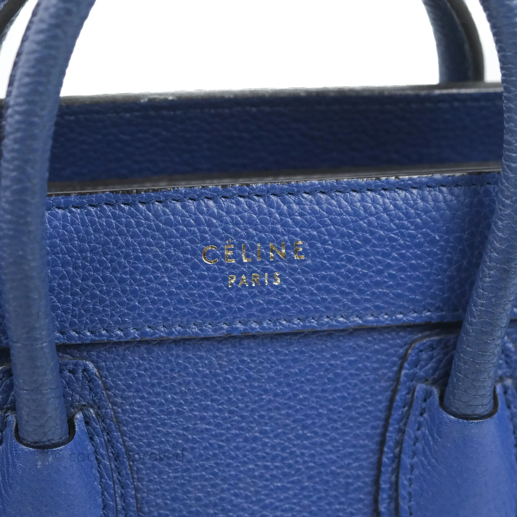 Celine Nano Luggage Dark Blue Drummed Calfskin Gold Hardware