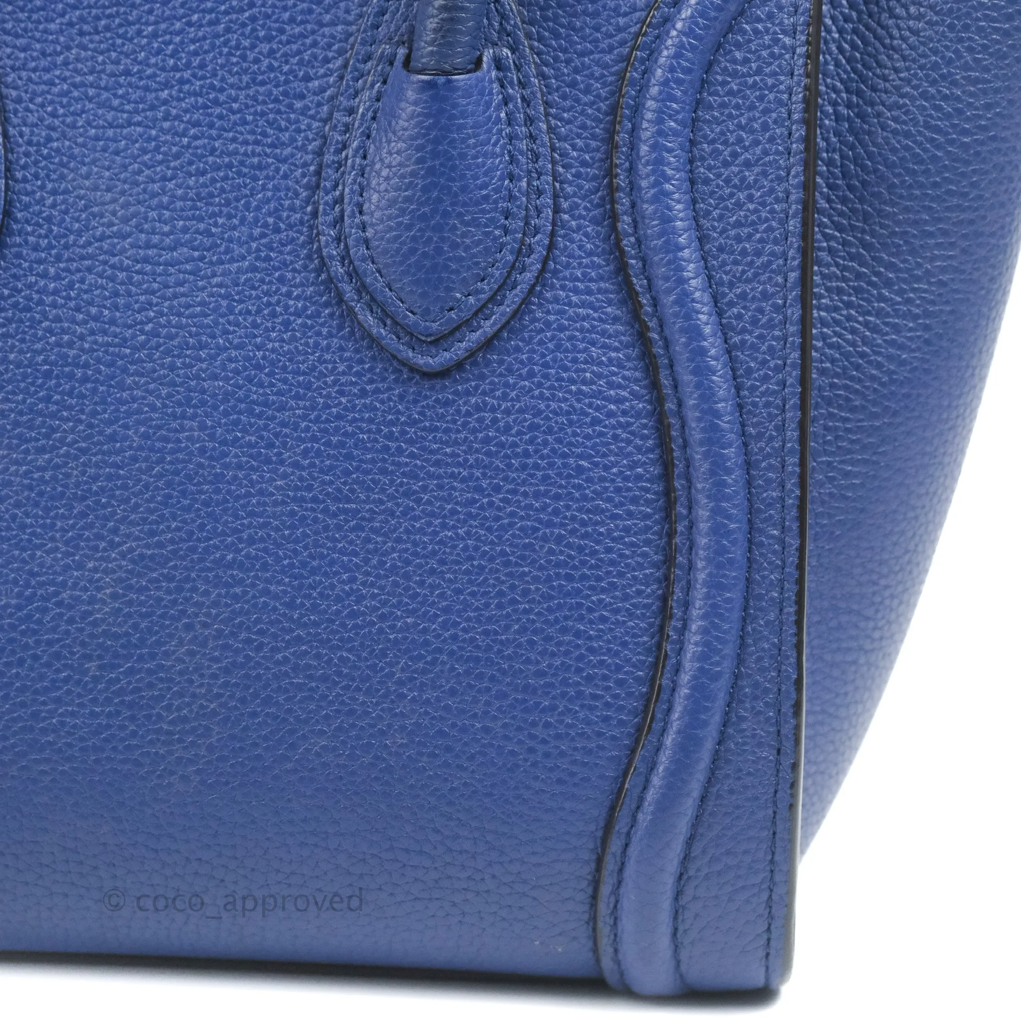 Celine Nano Luggage Dark Blue Drummed Calfskin Gold Hardware