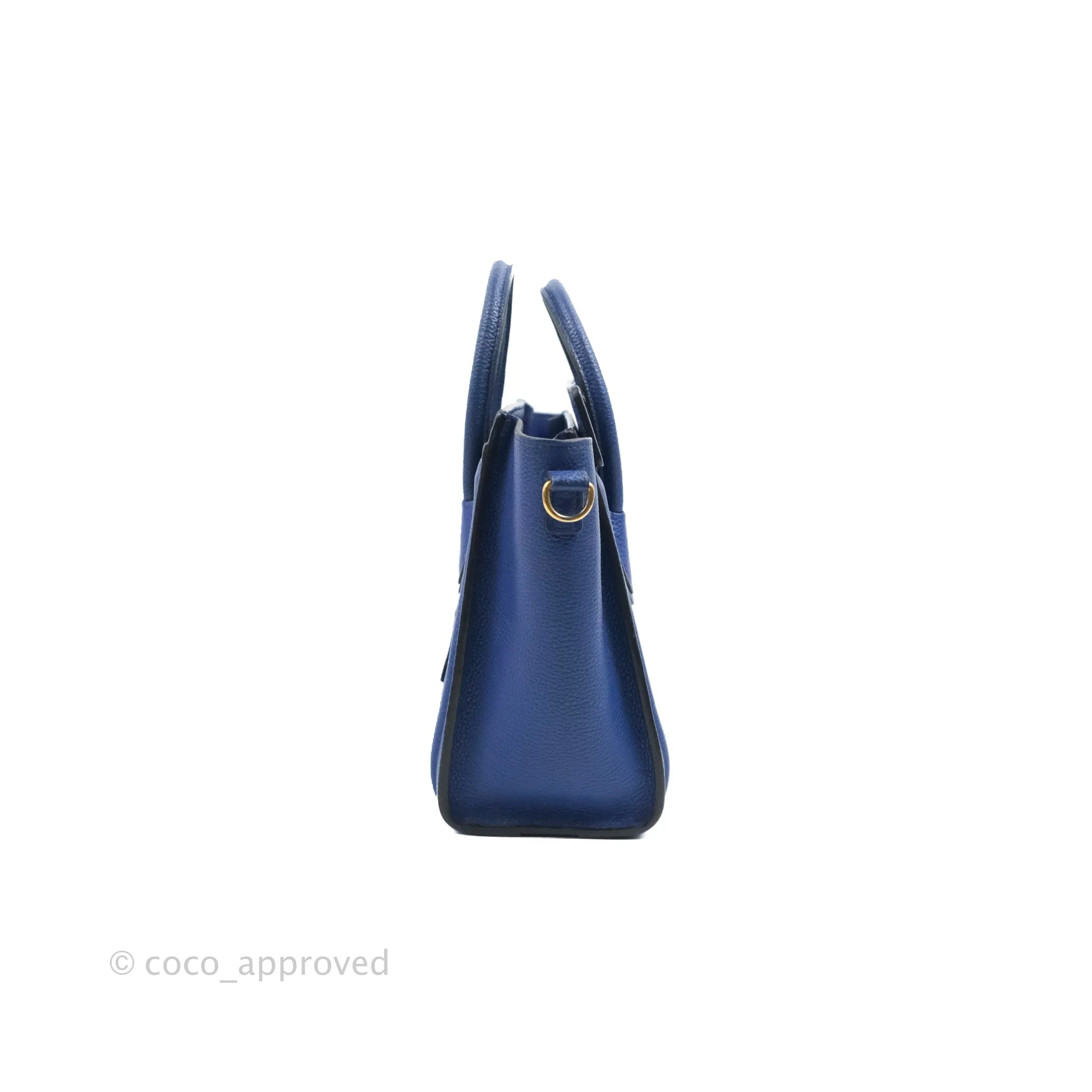 Celine Nano Luggage Dark Blue Drummed Calfskin Gold Hardware
