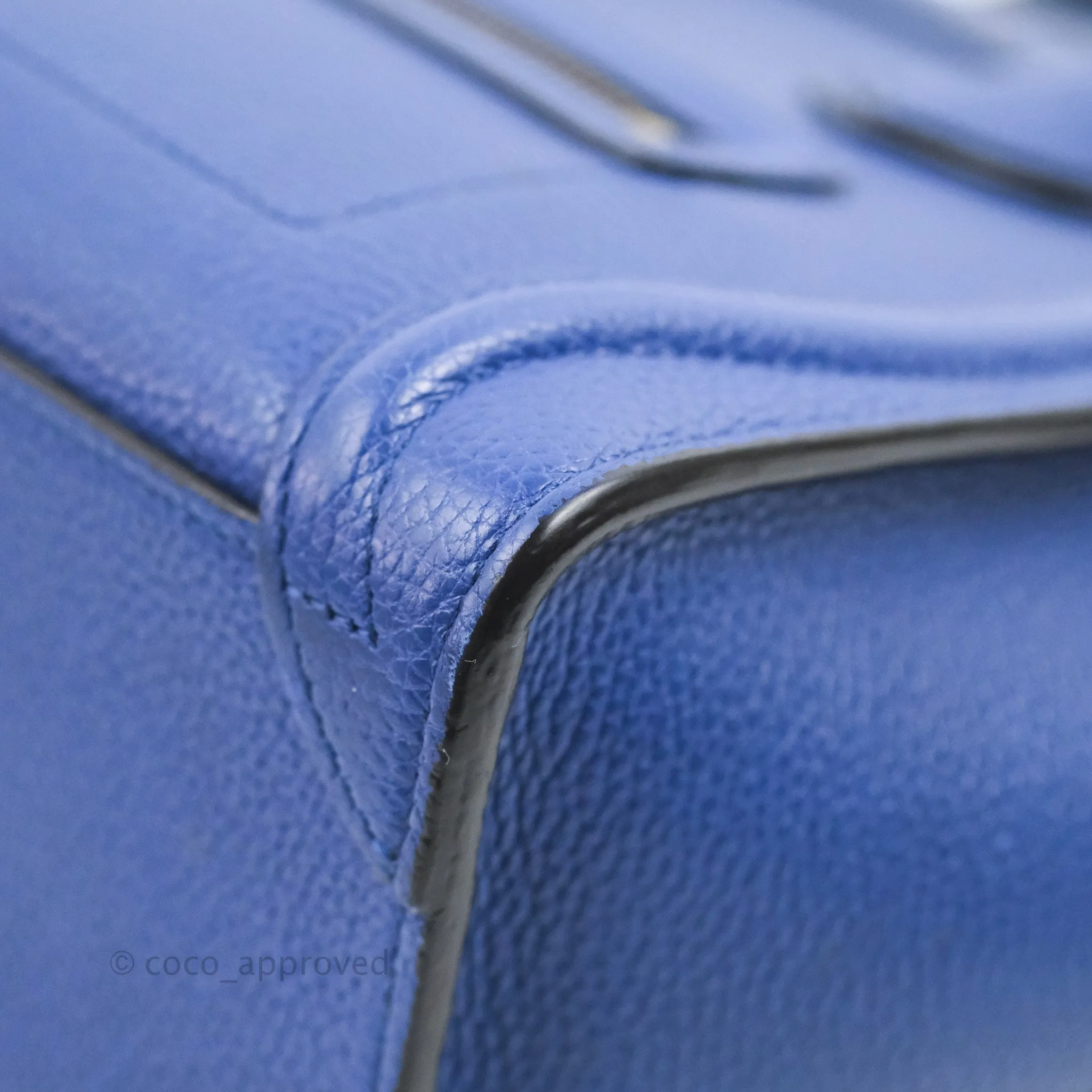 Celine Nano Luggage Dark Blue Drummed Calfskin Gold Hardware