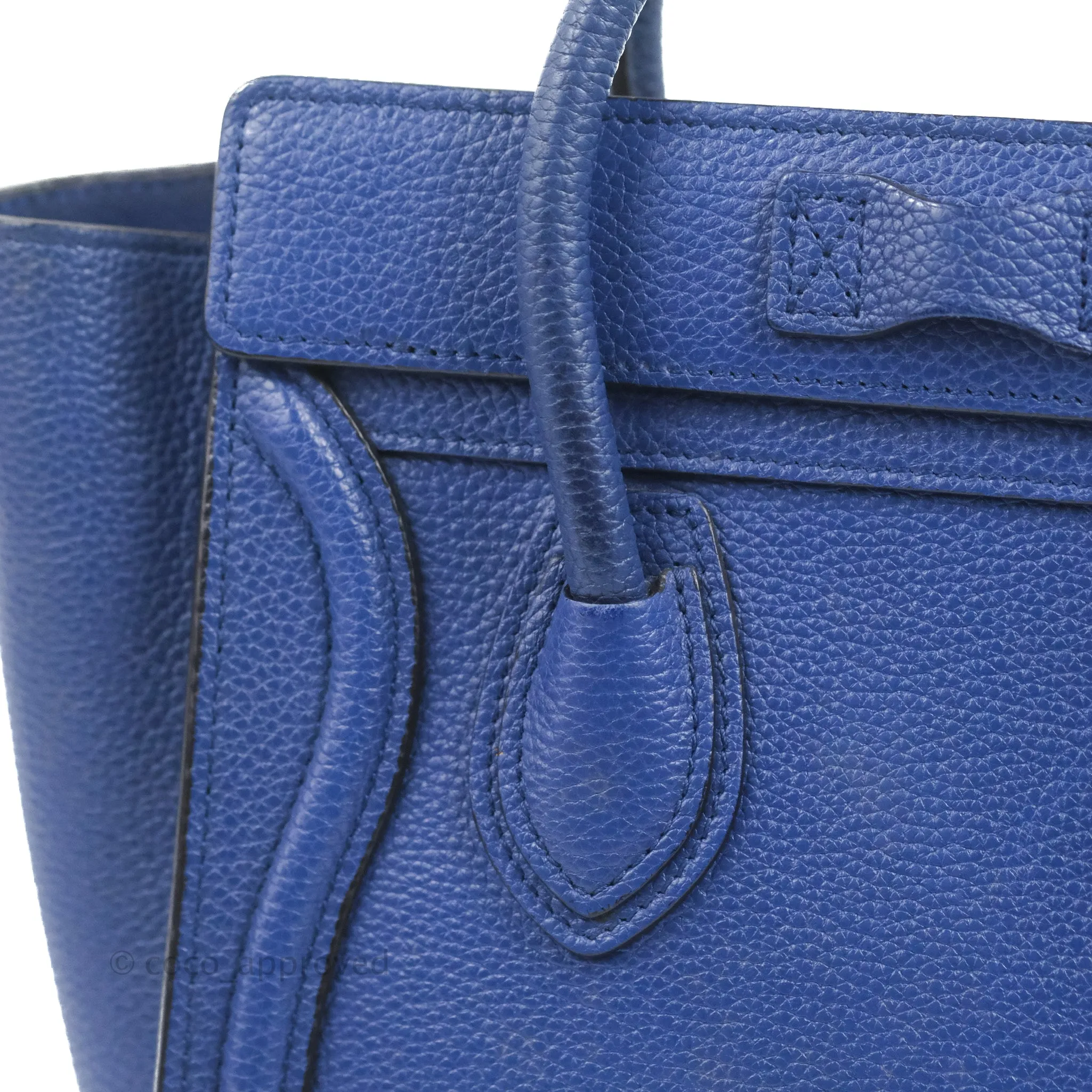 Celine Nano Luggage Dark Blue Drummed Calfskin Gold Hardware