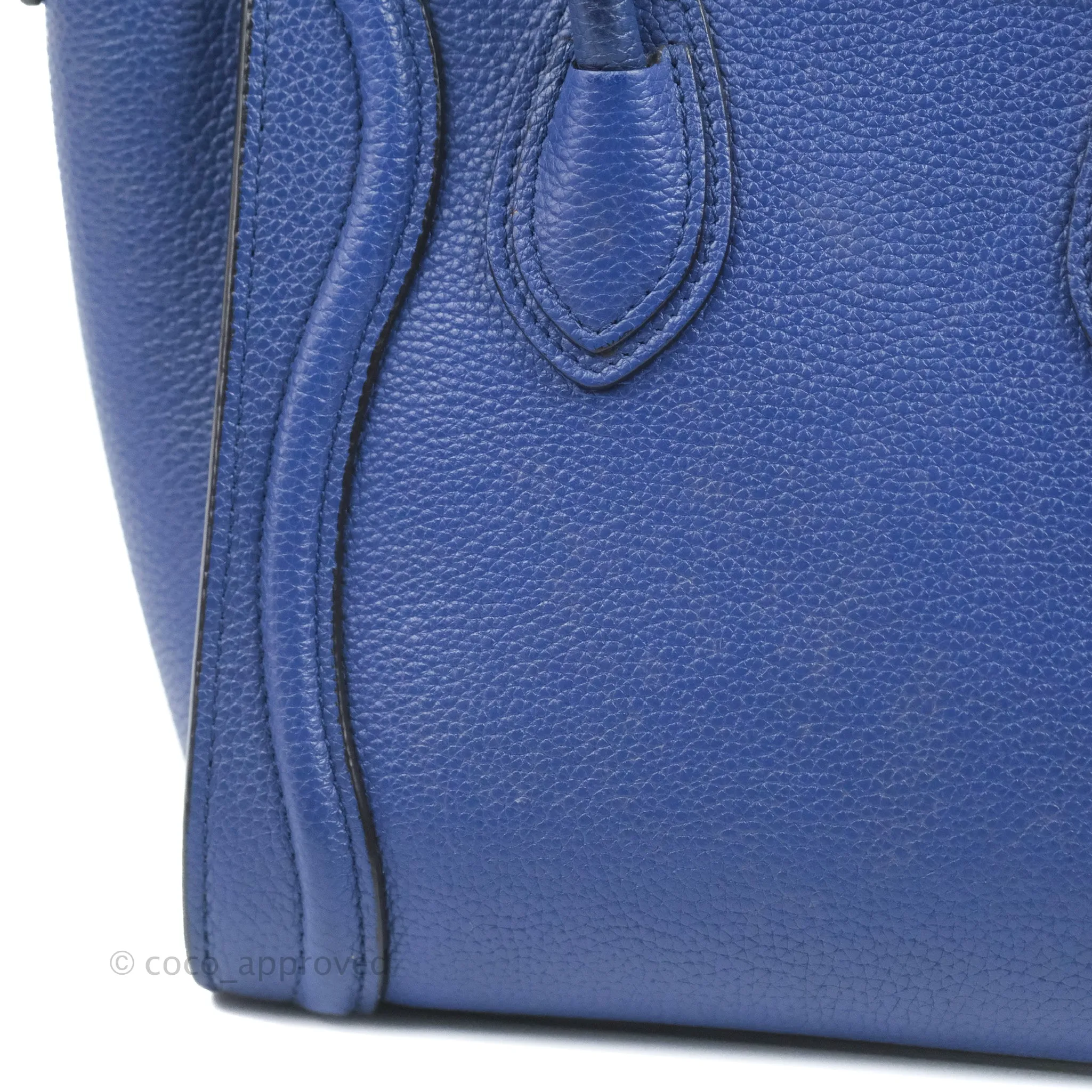 Celine Nano Luggage Dark Blue Drummed Calfskin Gold Hardware