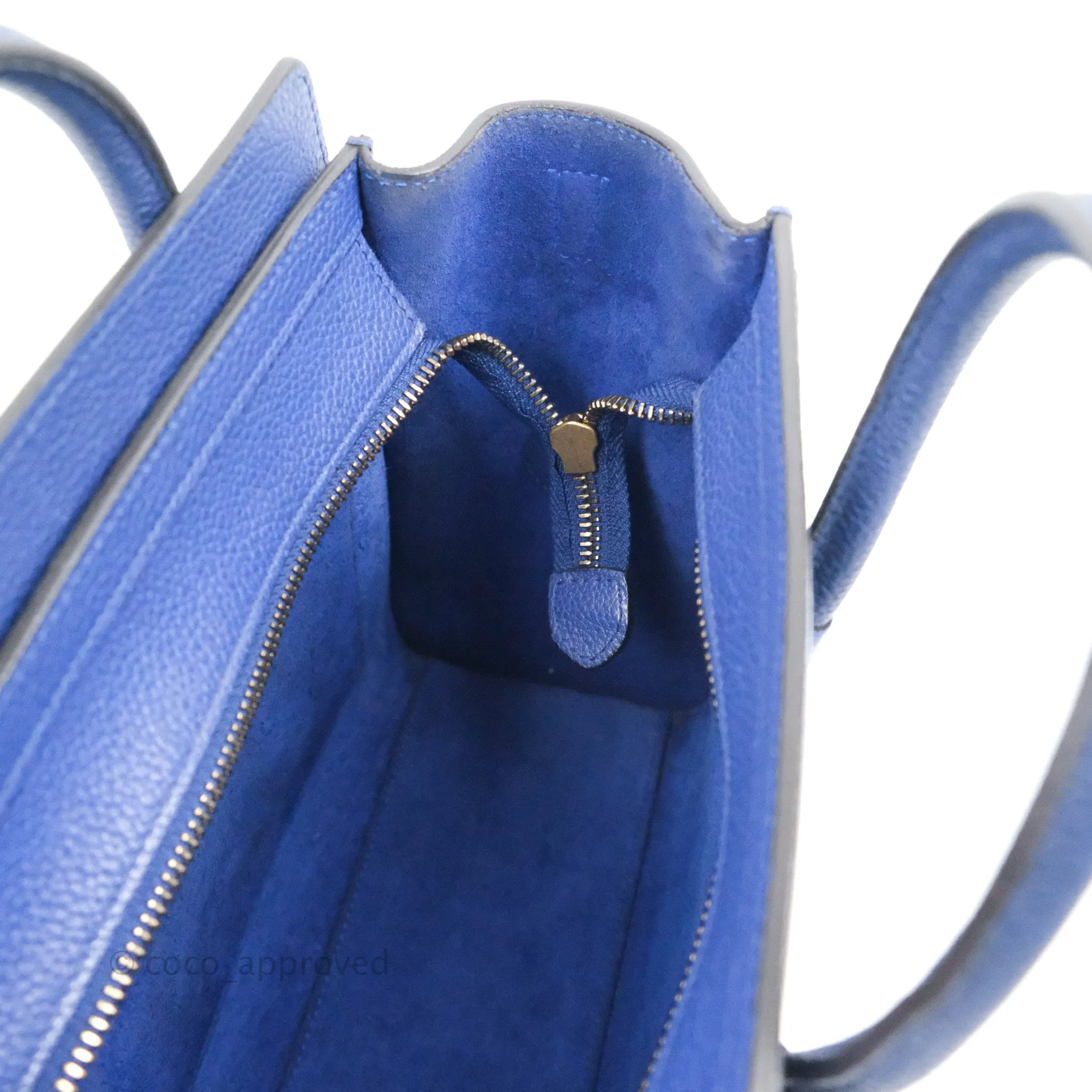 Celine Nano Luggage Dark Blue Drummed Calfskin Gold Hardware
