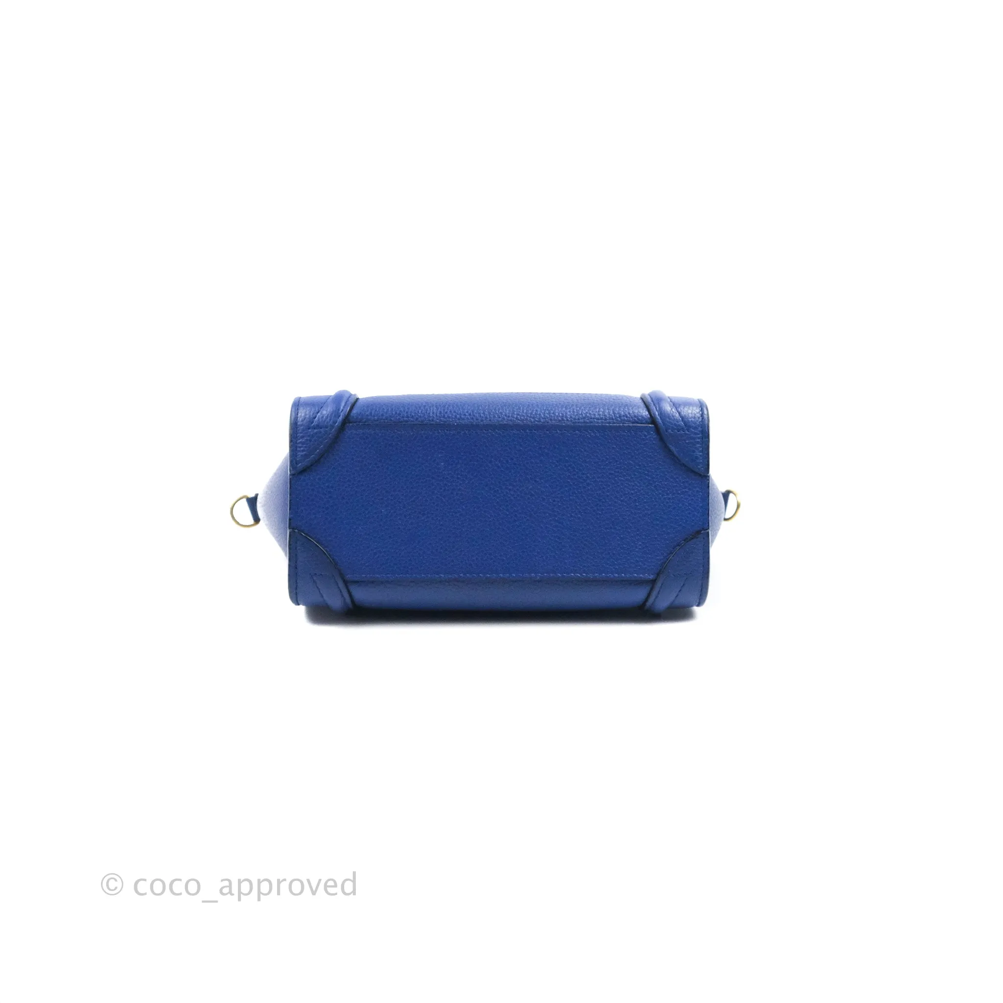 Celine Nano Luggage Dark Blue Drummed Calfskin Gold Hardware