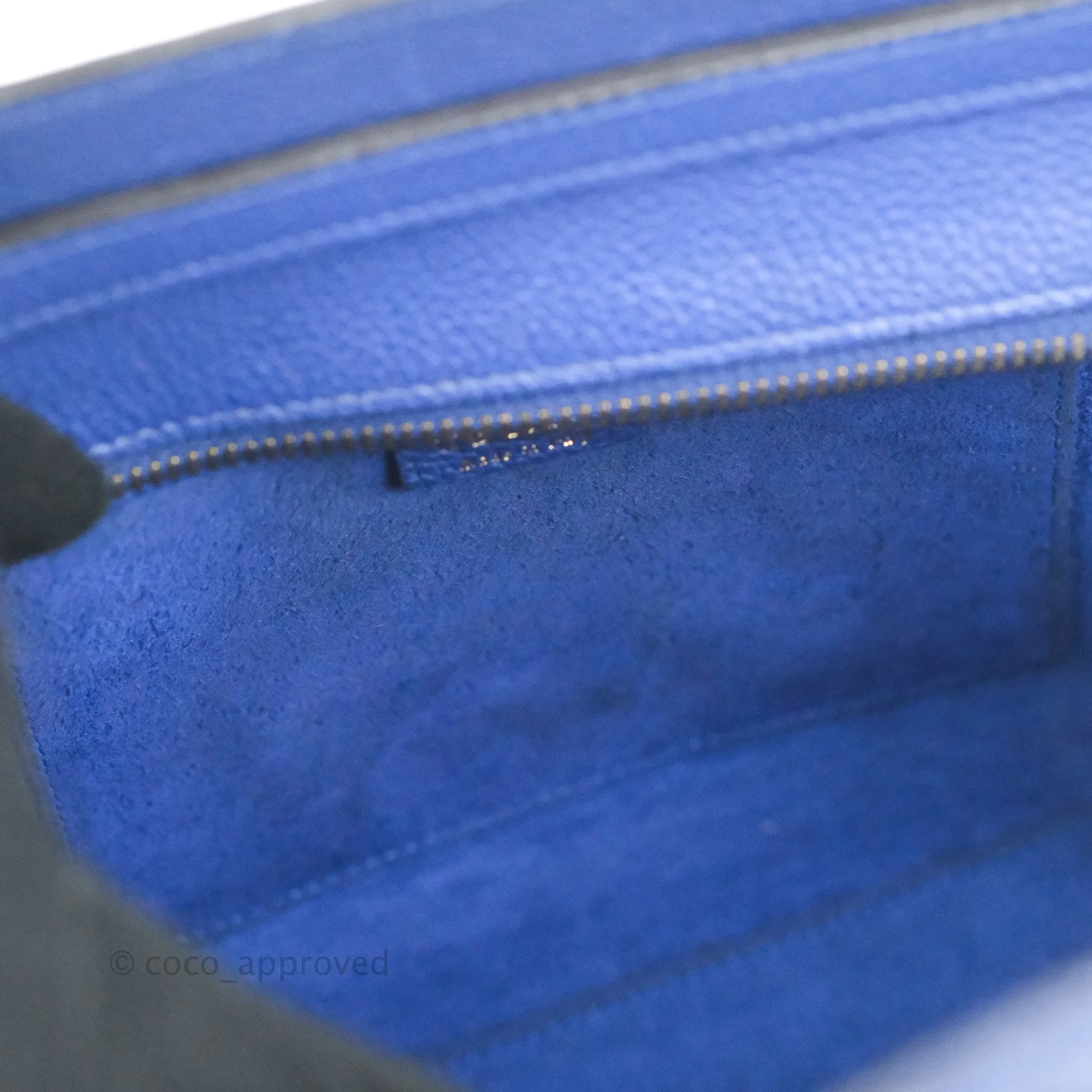 Celine Nano Luggage Dark Blue Drummed Calfskin Gold Hardware
