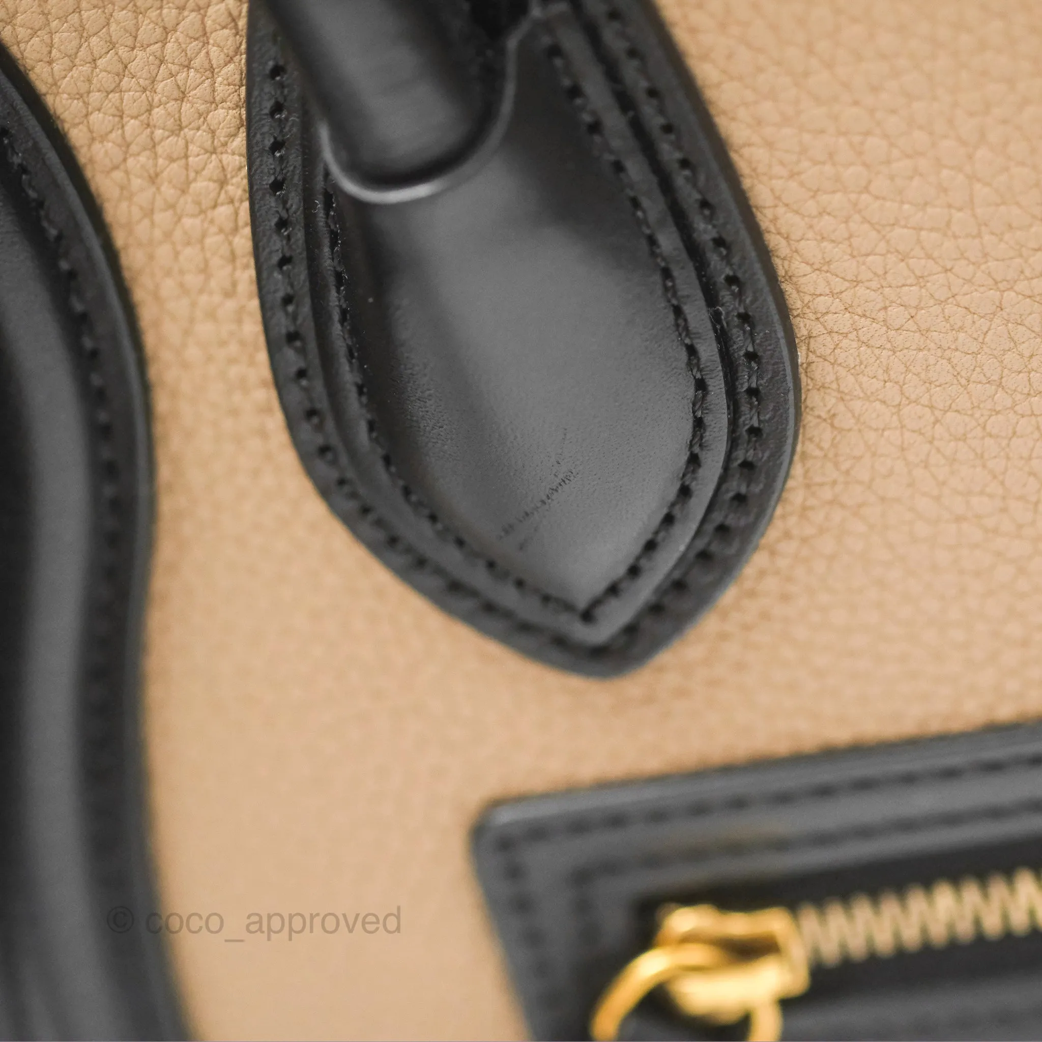 Celine Nano Luggage Grained Calfskin Gold Hardware Orange/Black/Beige