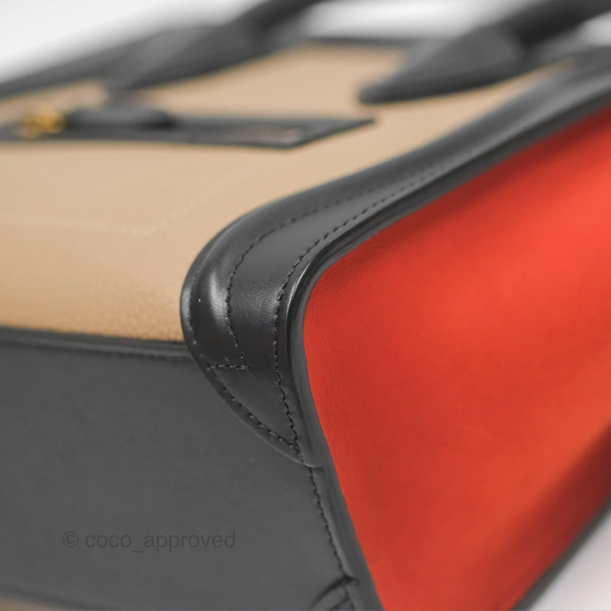 Celine Nano Luggage Grained Calfskin Gold Hardware Orange/Black/Beige