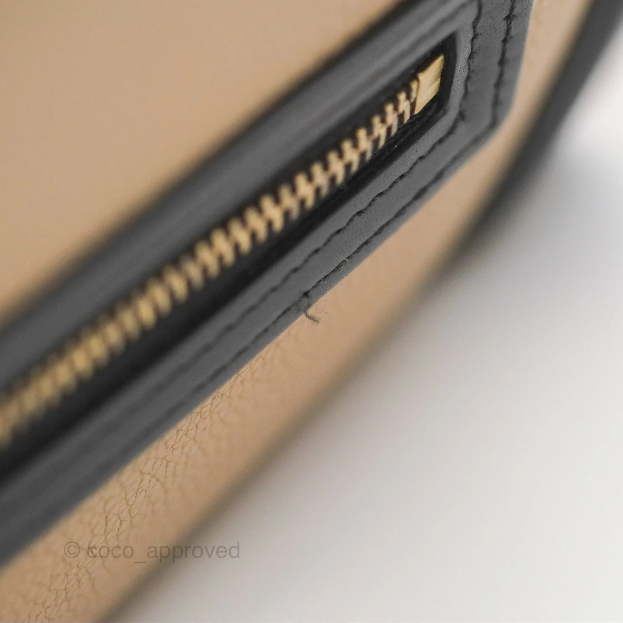 Celine Nano Luggage Grained Calfskin Gold Hardware Orange/Black/Beige