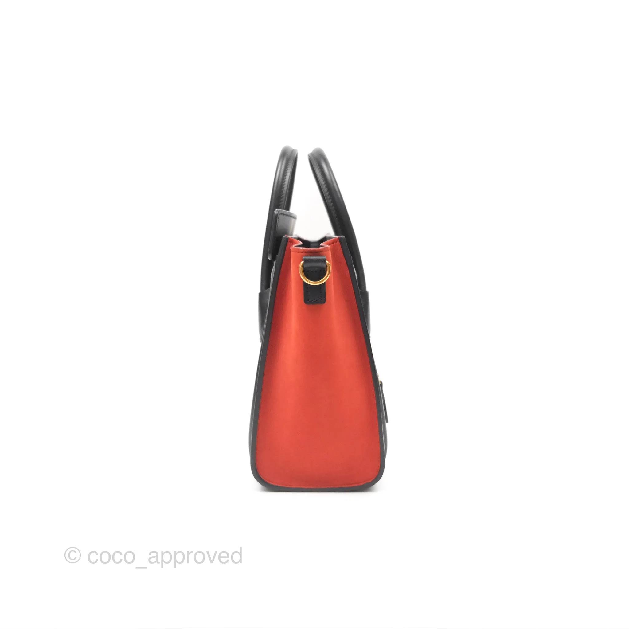Celine Nano Luggage Grained Calfskin Gold Hardware Orange/Black/Beige