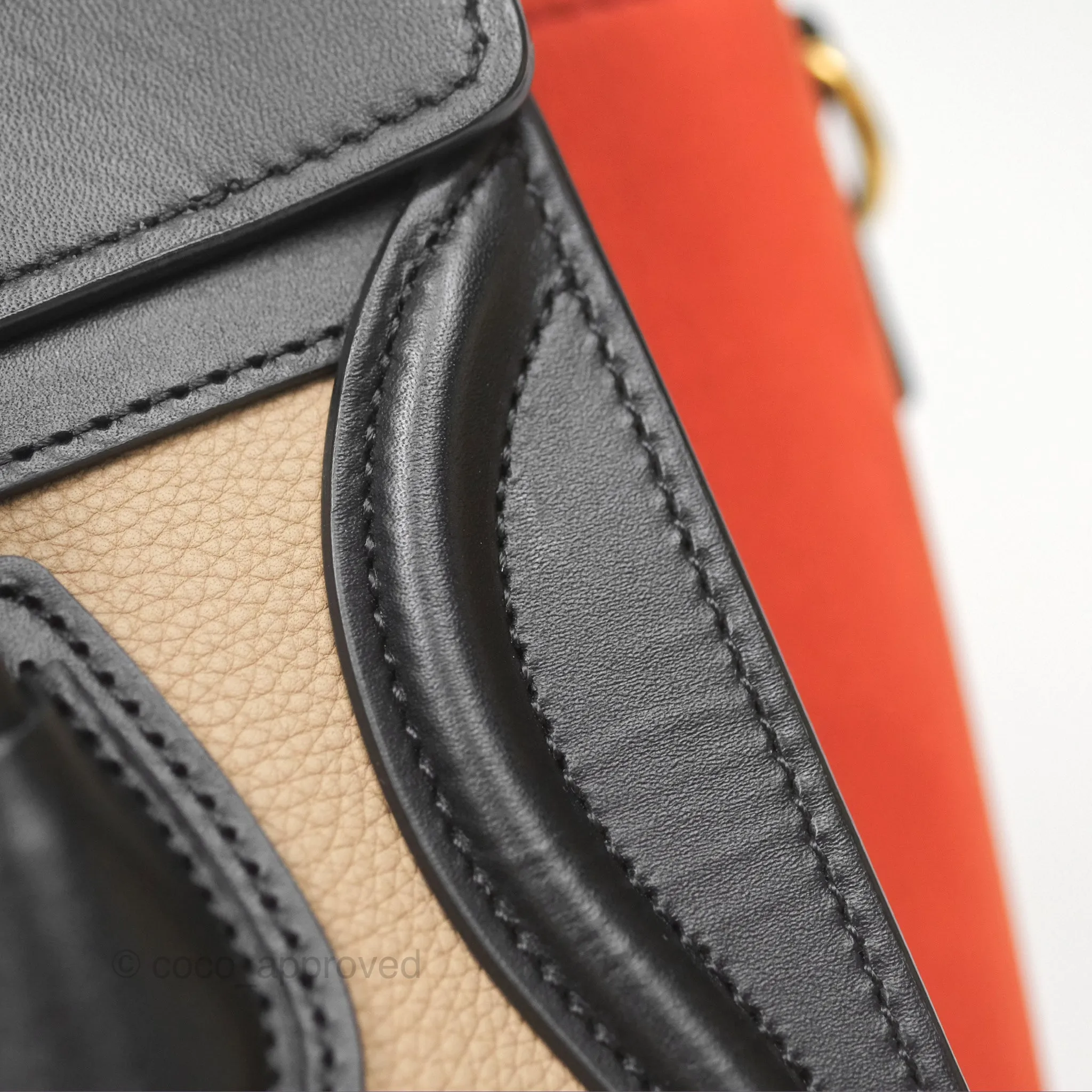 Celine Nano Luggage Grained Calfskin Gold Hardware Orange/Black/Beige