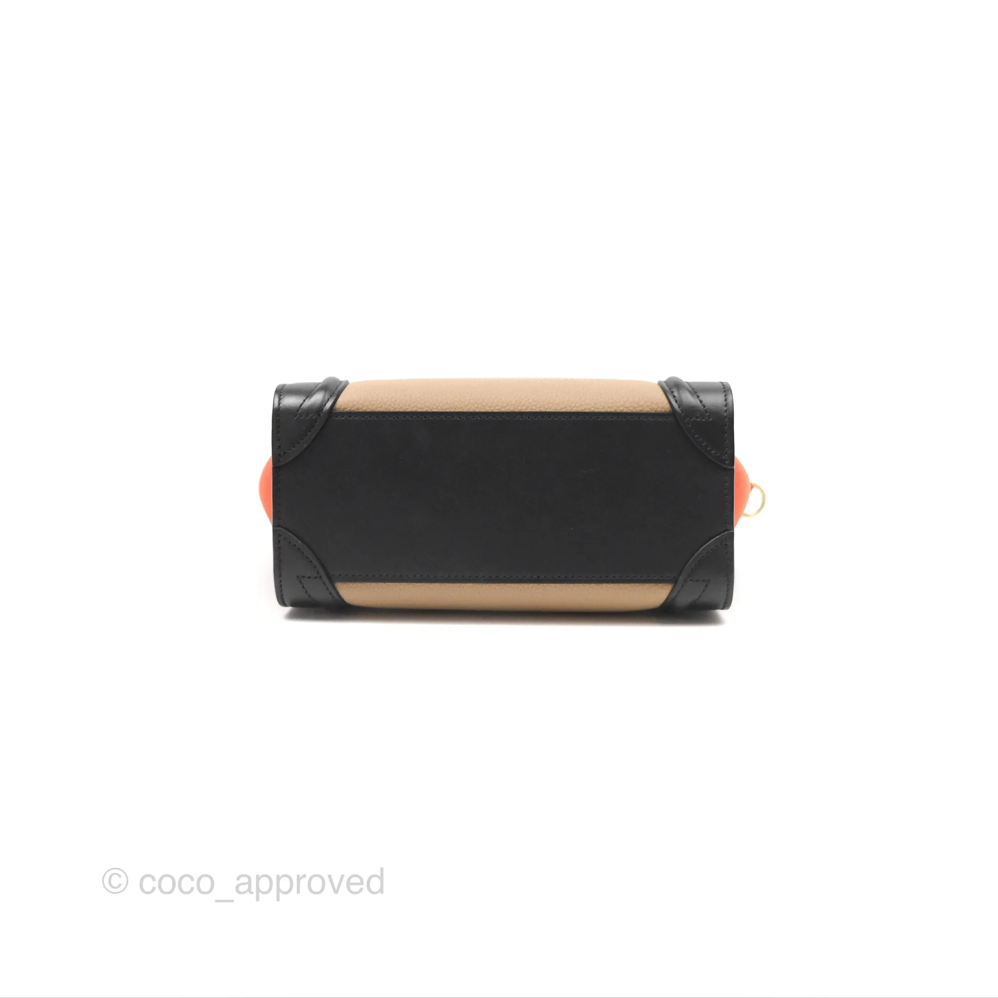 Celine Nano Luggage Grained Calfskin Gold Hardware Orange/Black/Beige