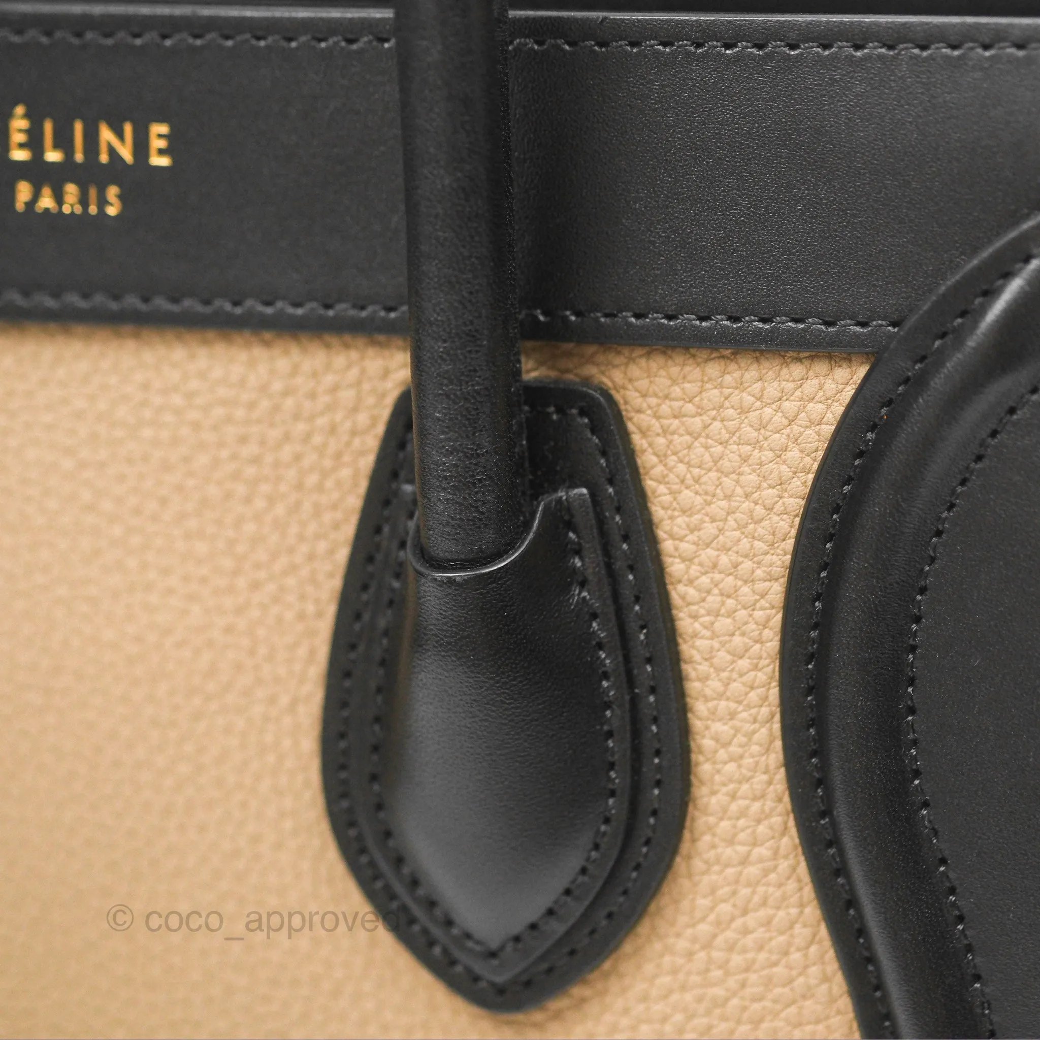 Celine Nano Luggage Grained Calfskin Gold Hardware Orange/Black/Beige