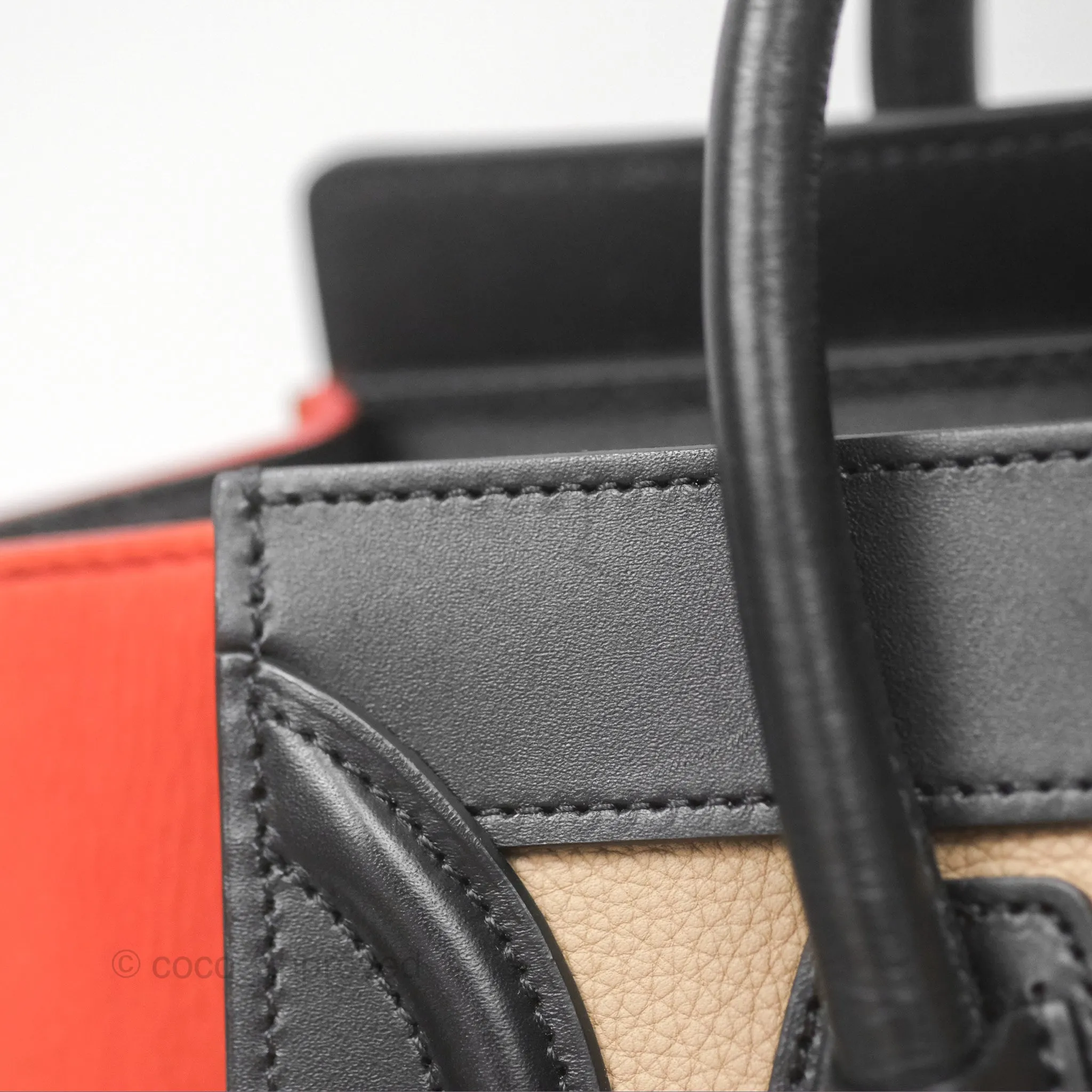 Celine Nano Luggage Grained Calfskin Gold Hardware Orange/Black/Beige