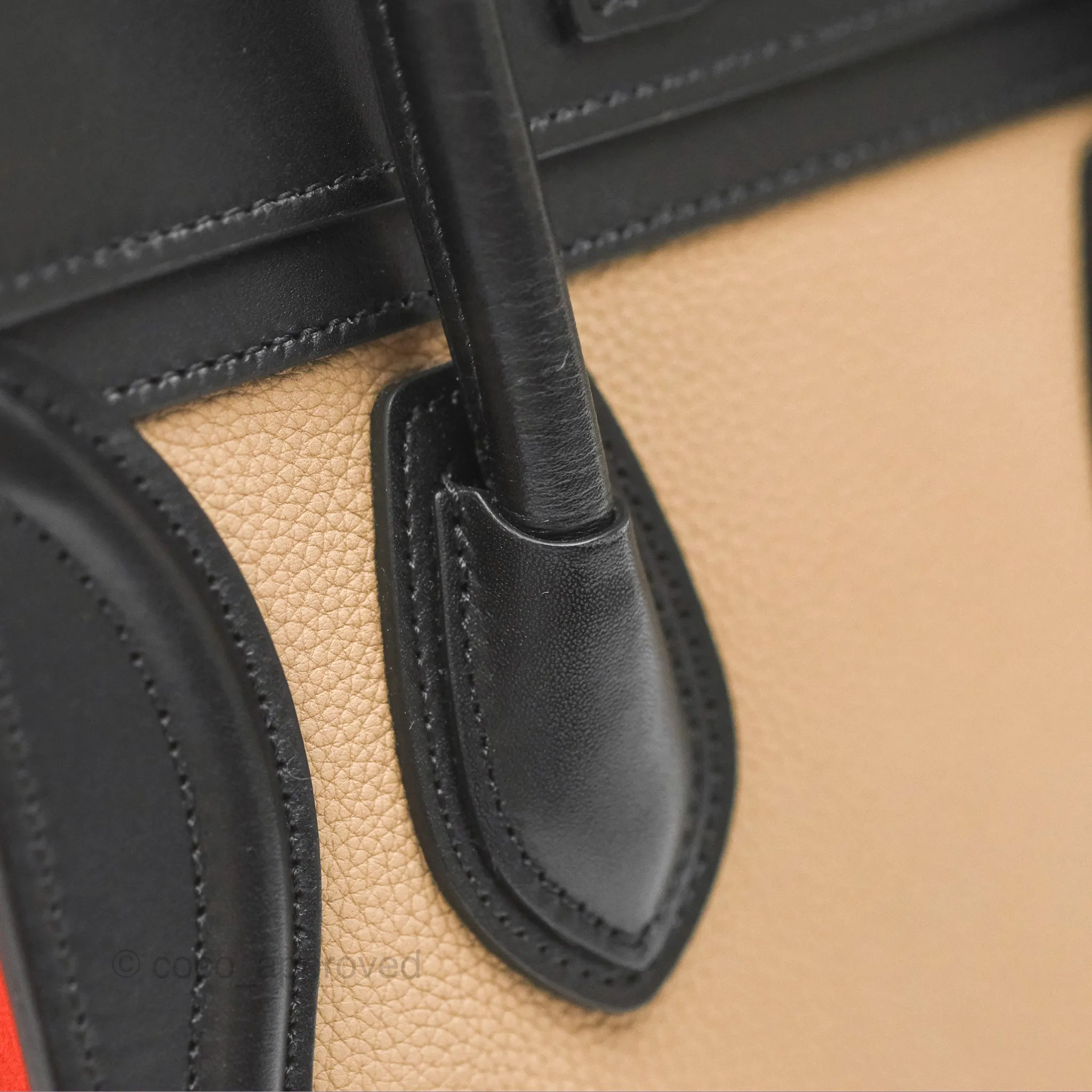 Celine Nano Luggage Grained Calfskin Gold Hardware Orange/Black/Beige