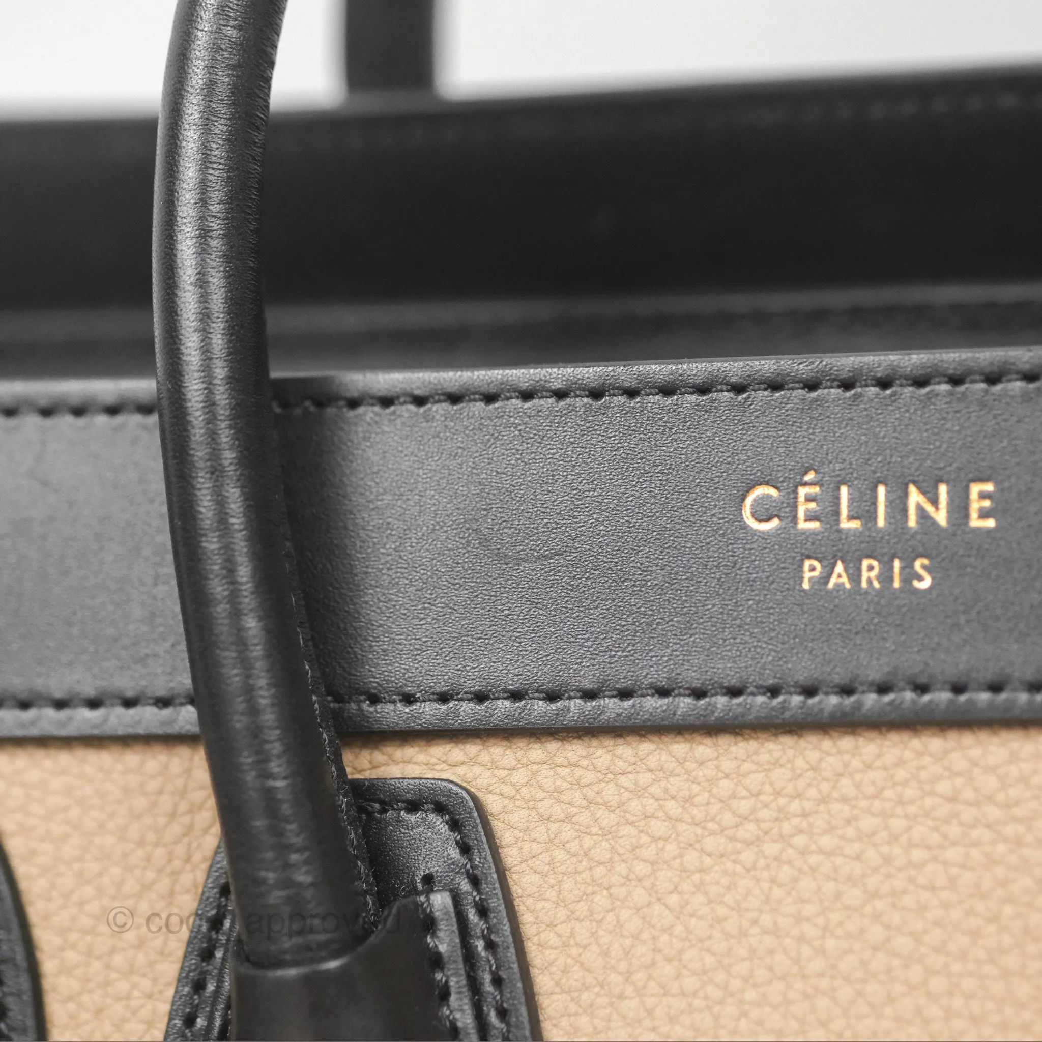 Celine Nano Luggage Grained Calfskin Gold Hardware Orange/Black/Beige