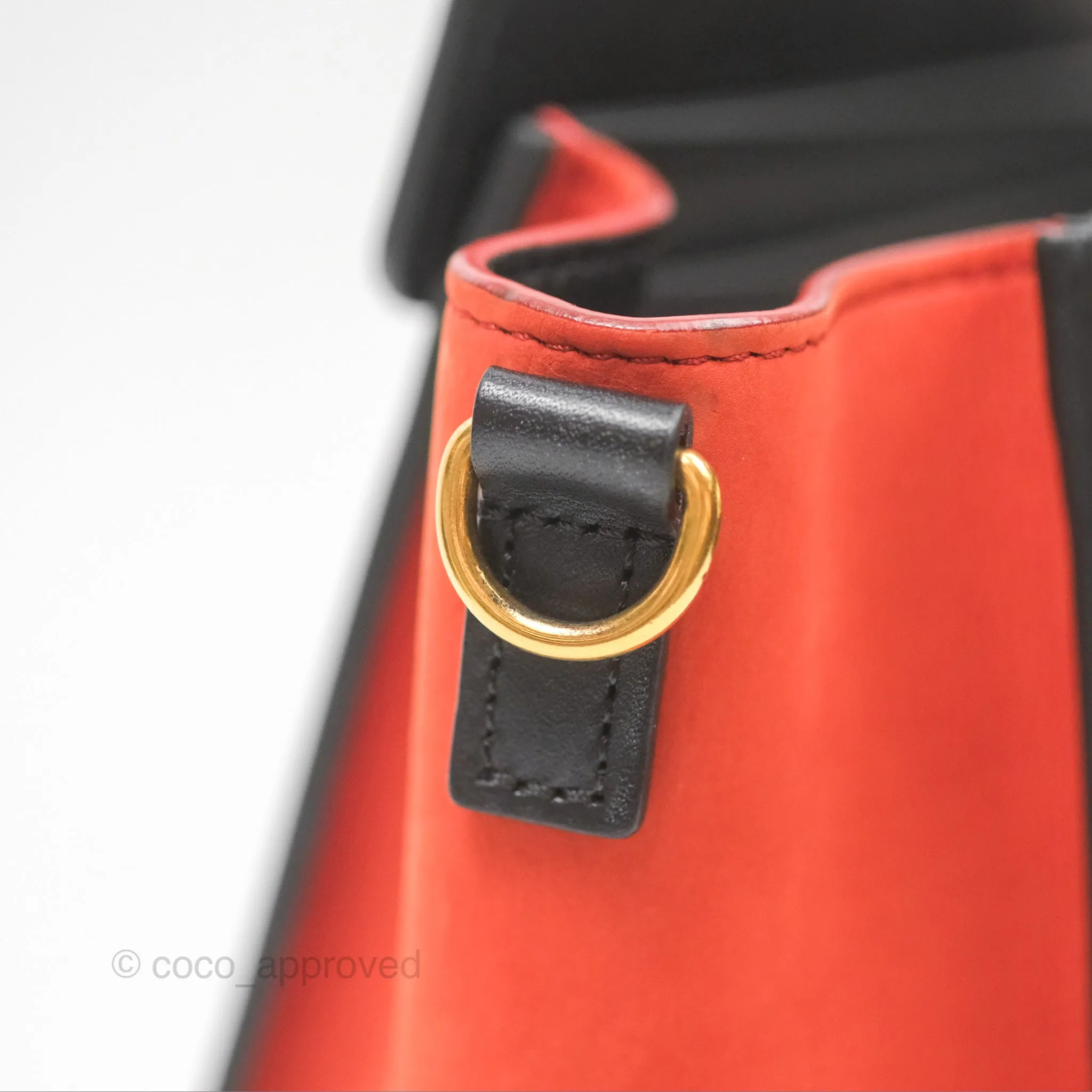 Celine Nano Luggage Grained Calfskin Gold Hardware Orange/Black/Beige