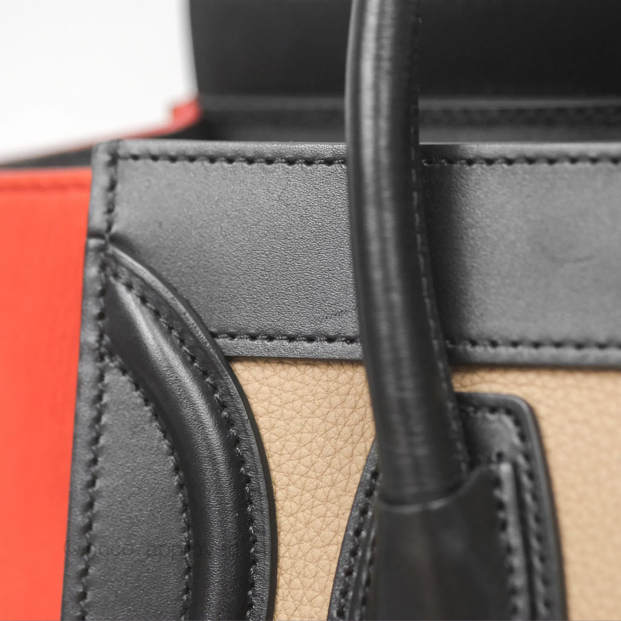 Celine Nano Luggage Grained Calfskin Gold Hardware Orange/Black/Beige