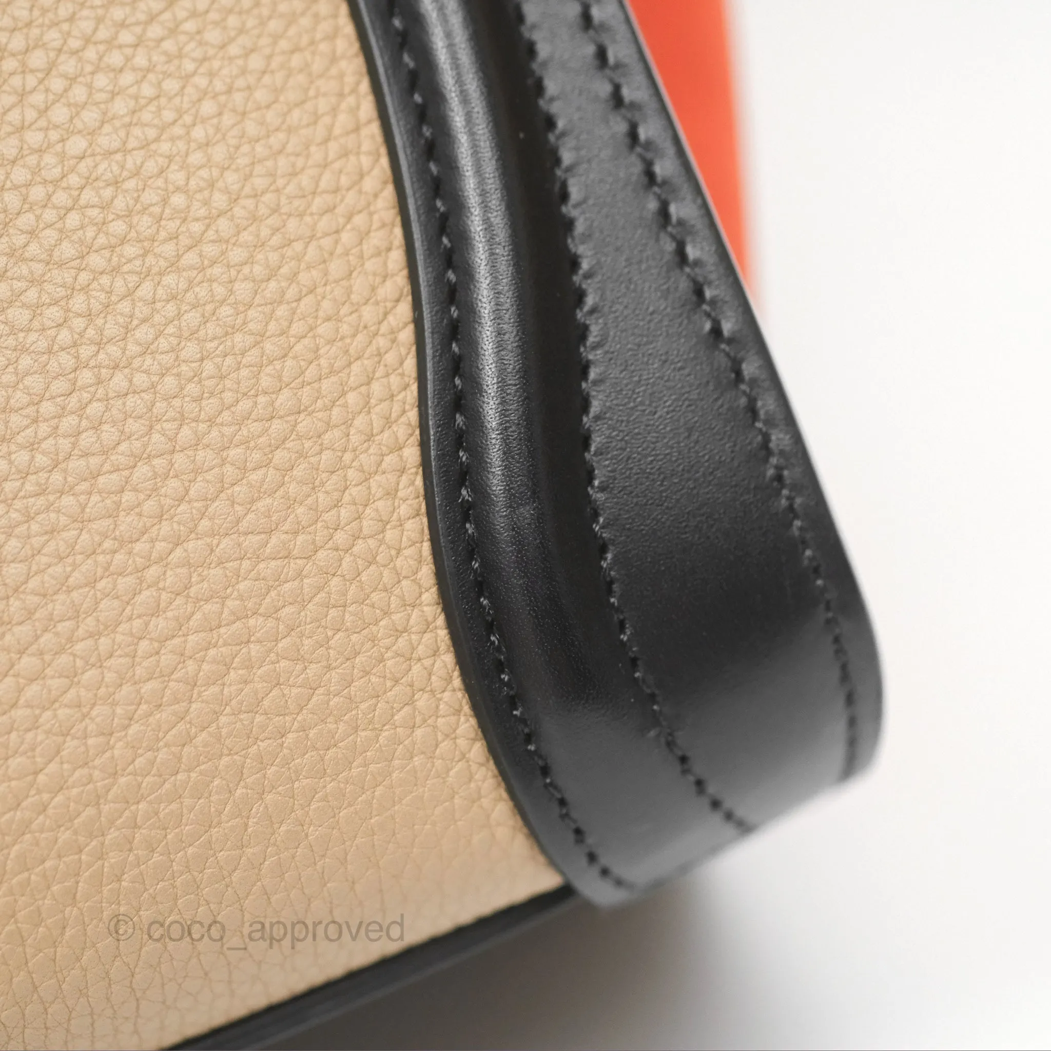 Celine Nano Luggage Grained Calfskin Gold Hardware Orange/Black/Beige
