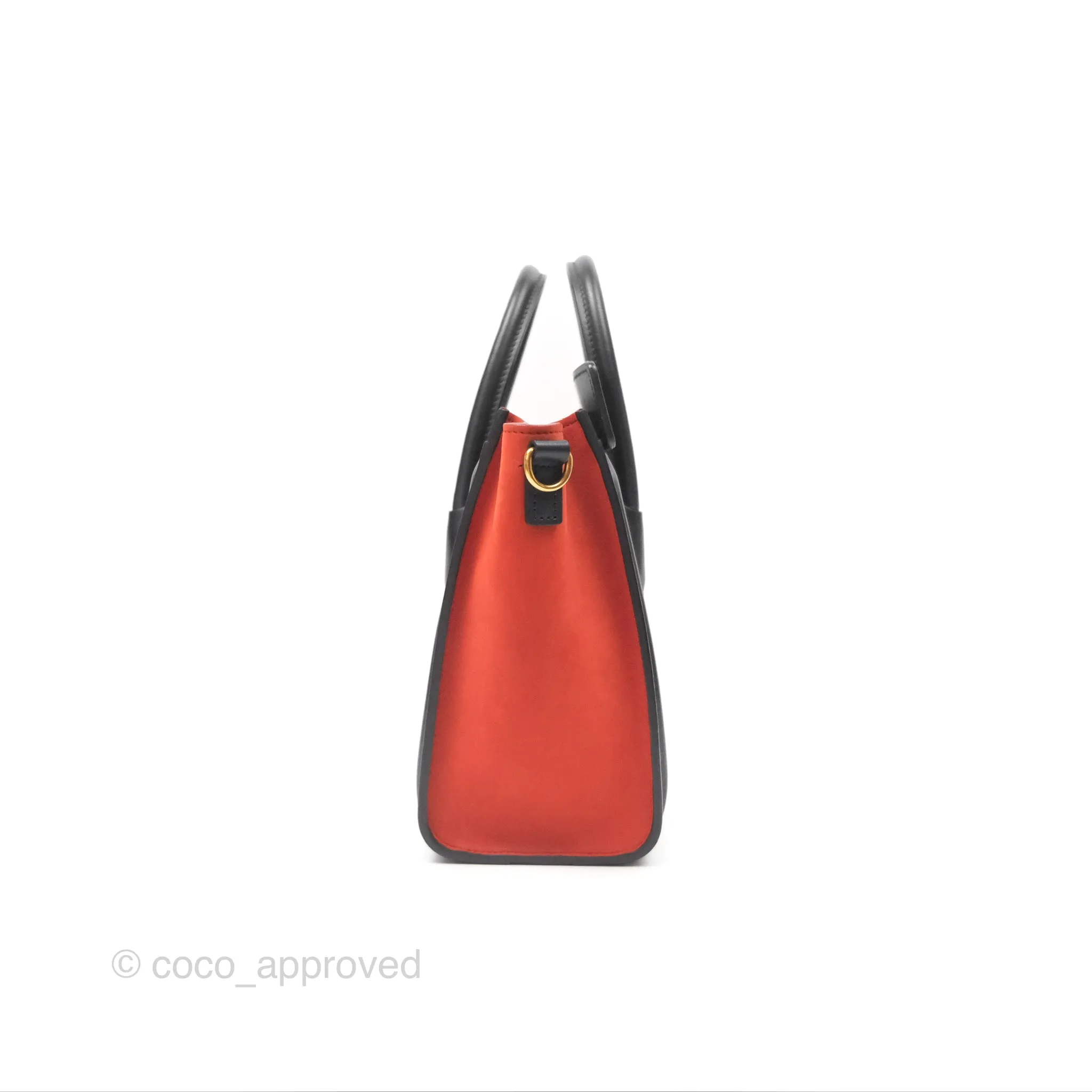Celine Nano Luggage Grained Calfskin Gold Hardware Orange/Black/Beige