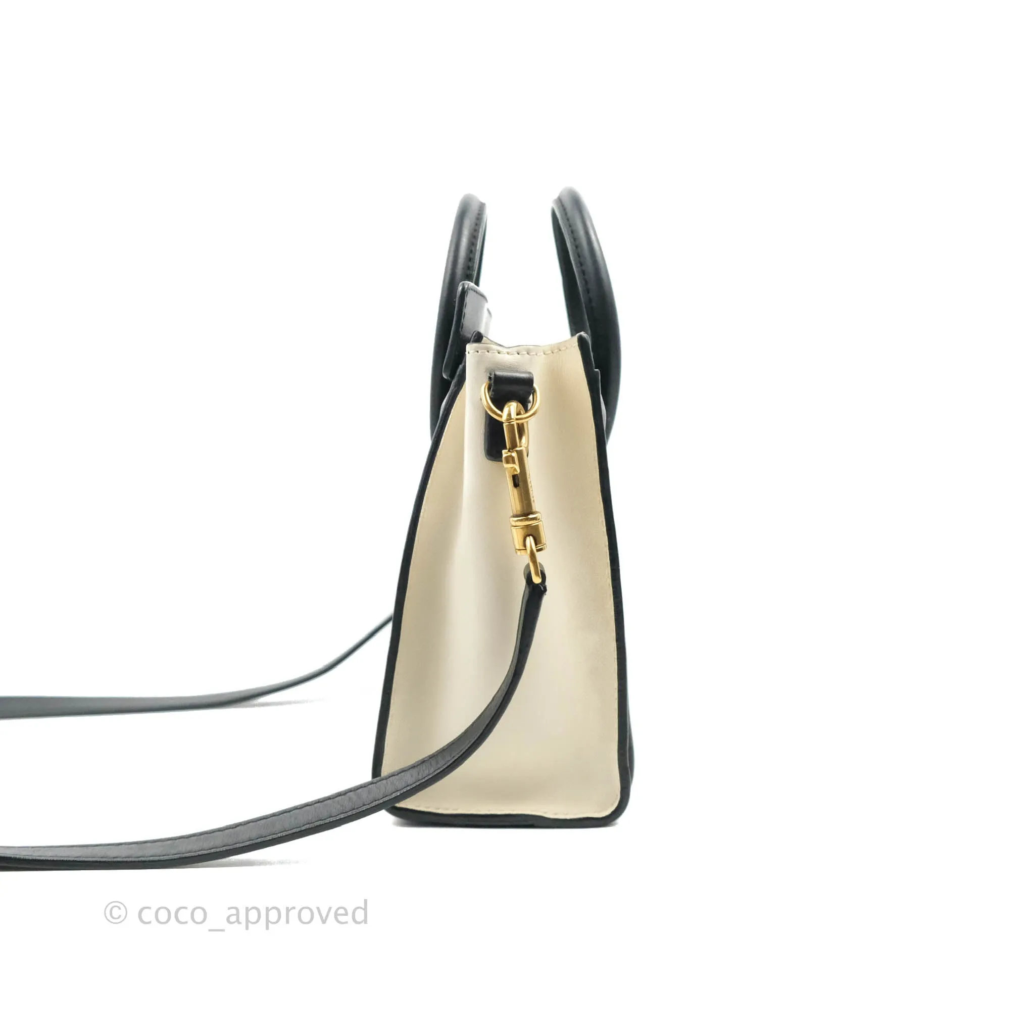 Celine Nano Luggage Grained Calfskin Gold Hardware White/Black/Beige
