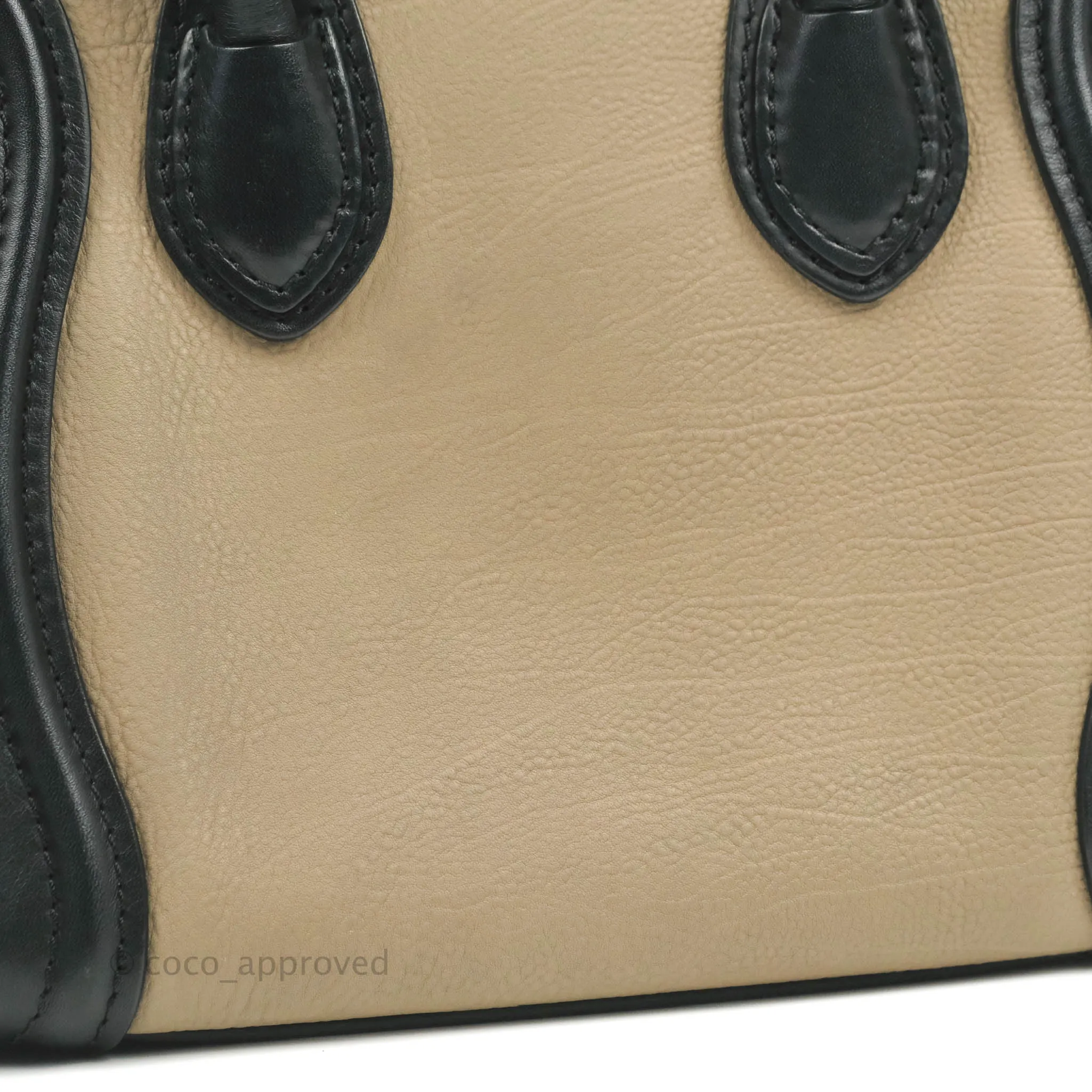 Celine Nano Luggage Grained Calfskin Gold Hardware White/Black/Beige