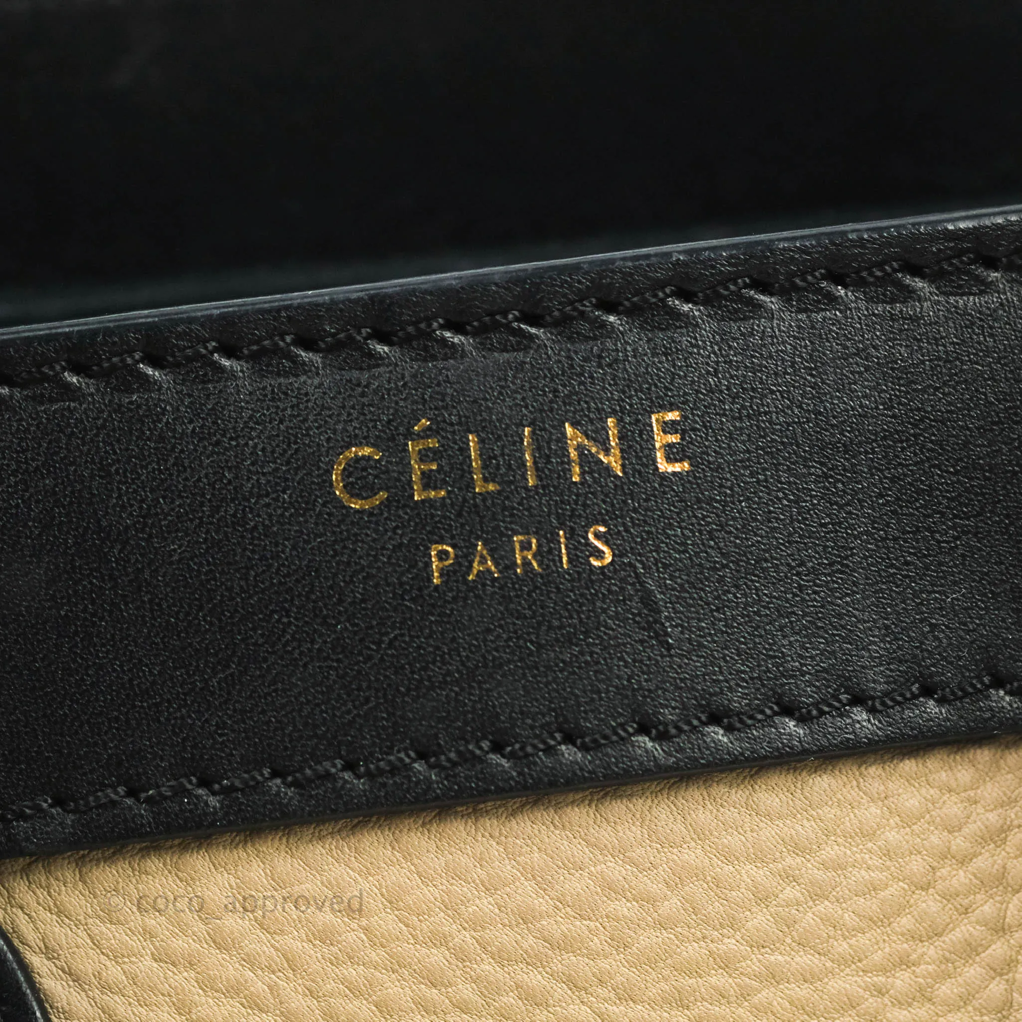 Celine Nano Luggage Grained Calfskin Gold Hardware White/Black/Beige