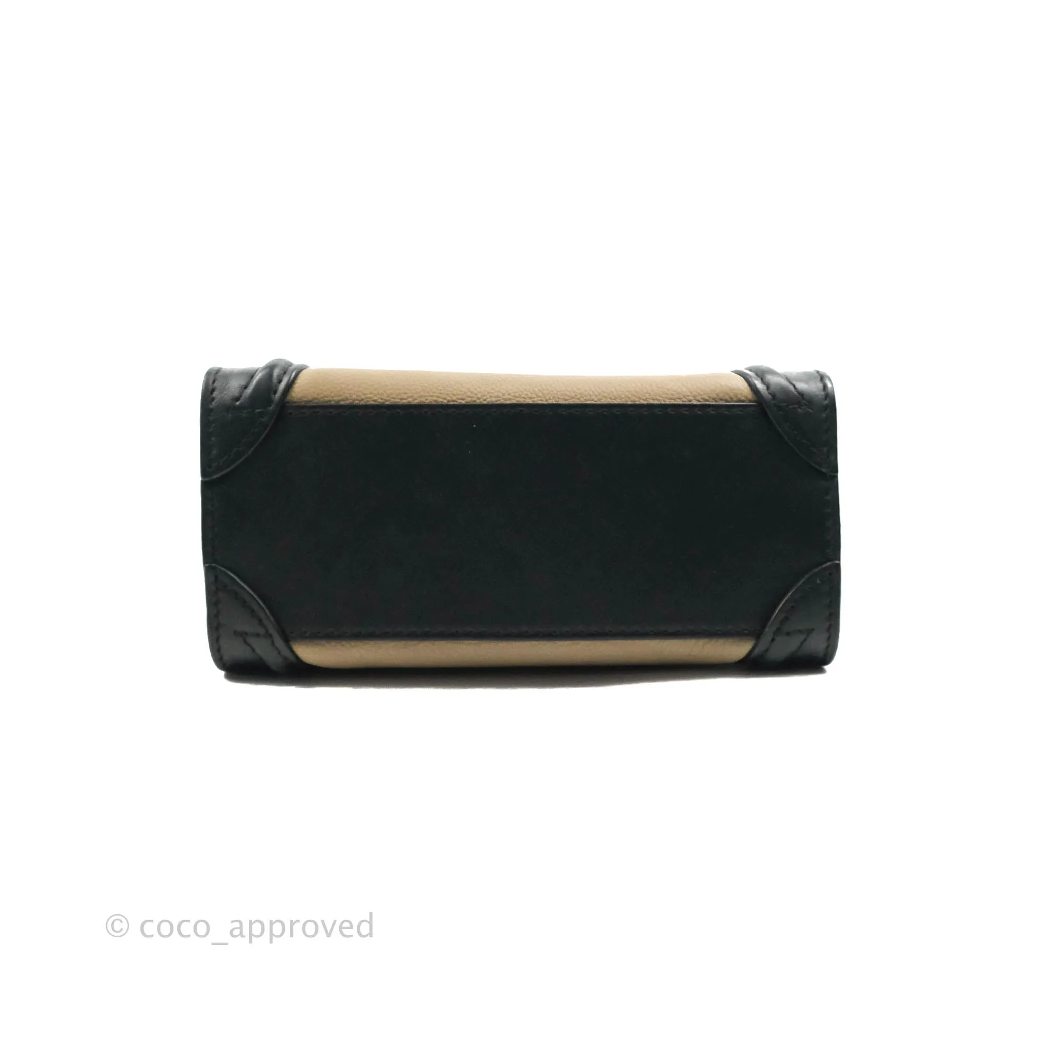 Celine Nano Luggage Grained Calfskin Gold Hardware White/Black/Beige