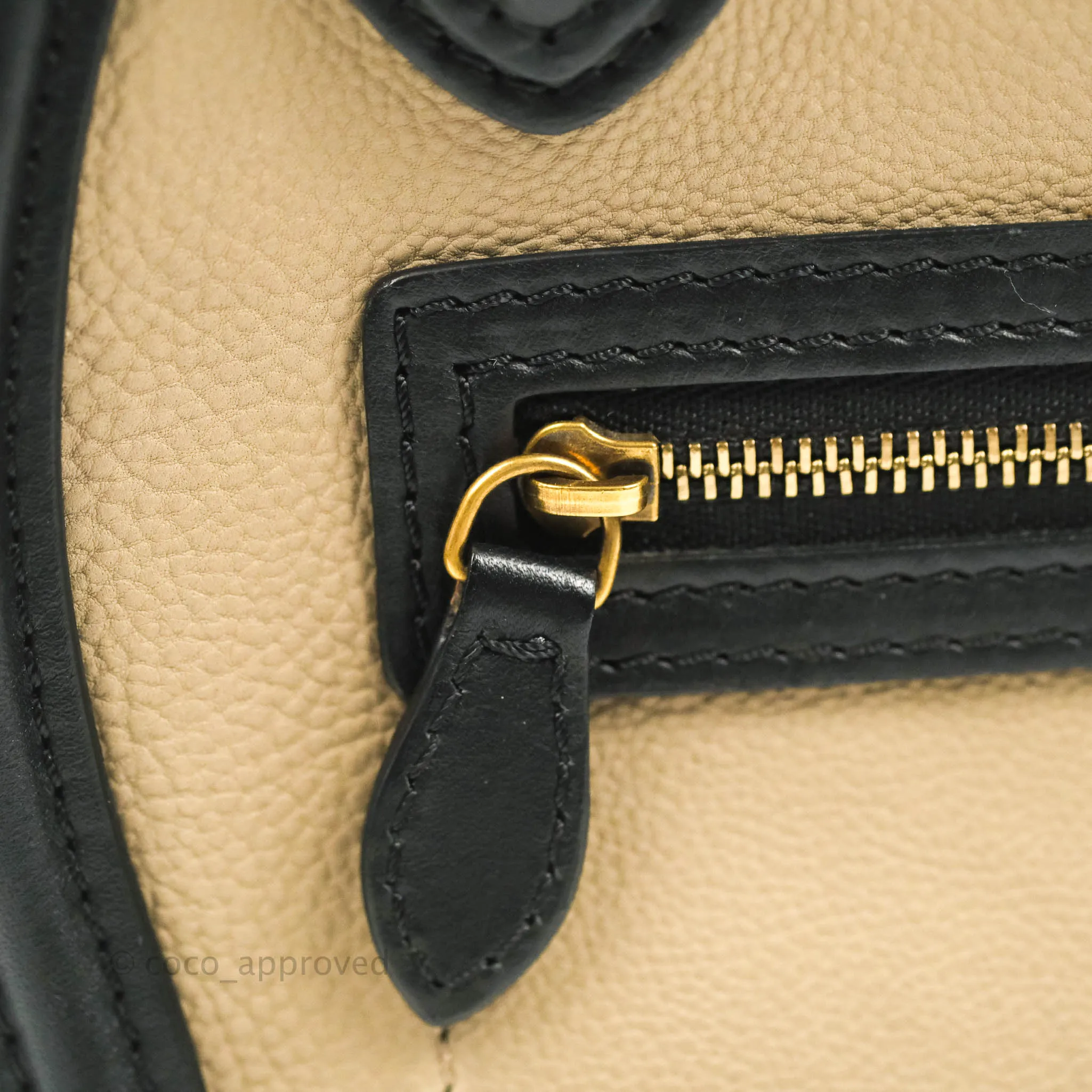 Celine Nano Luggage Grained Calfskin Gold Hardware White/Black/Beige