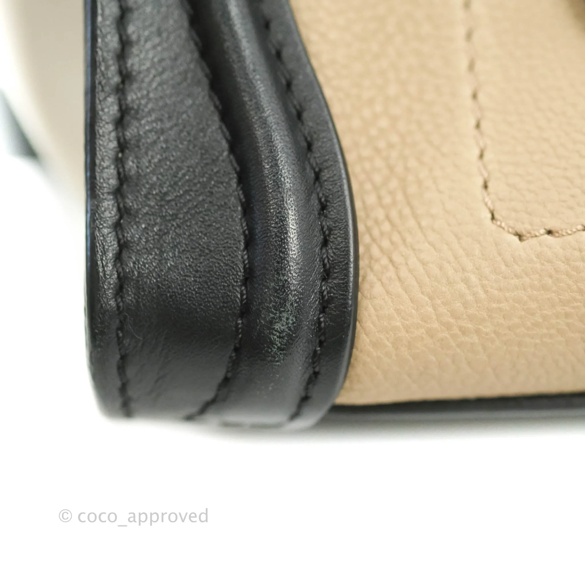 Celine Nano Luggage Grained Calfskin Gold Hardware White/Black/Beige