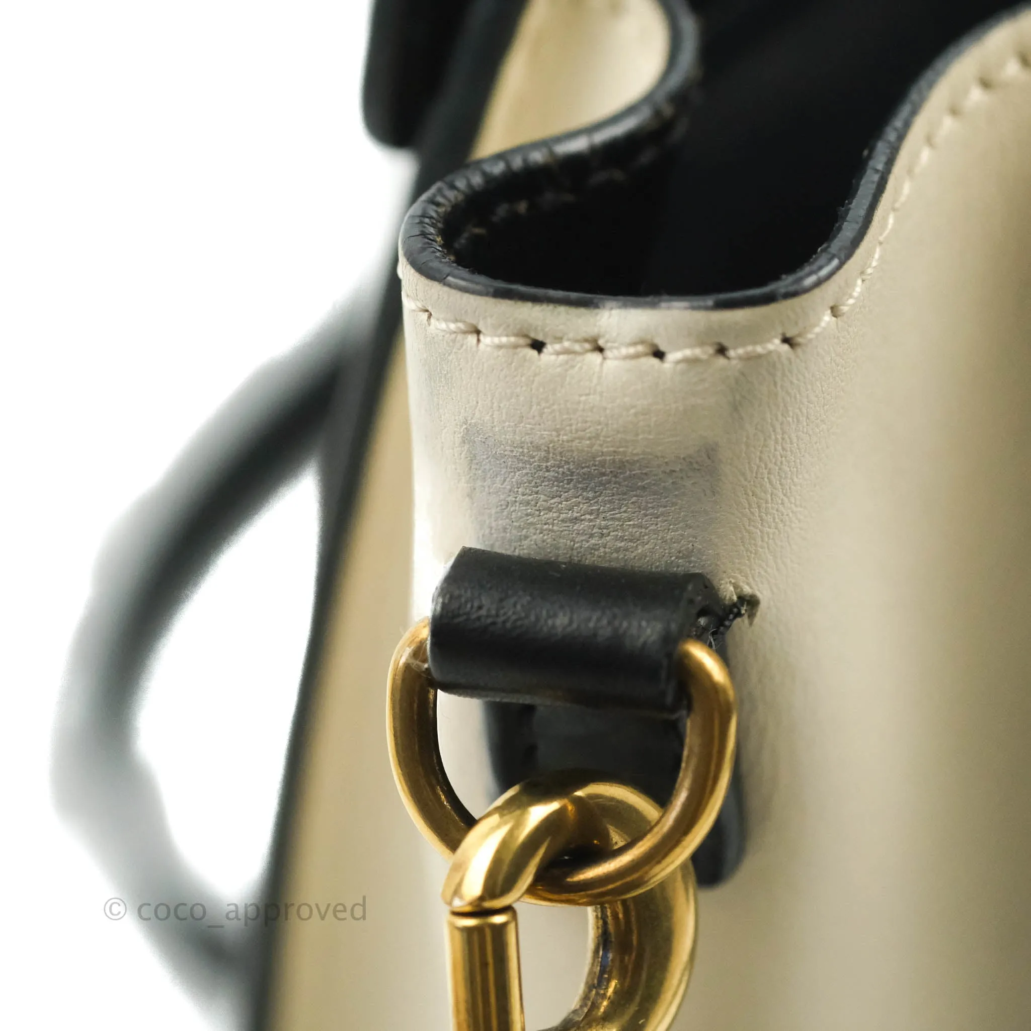 Celine Nano Luggage Grained Calfskin Gold Hardware White/Black/Beige