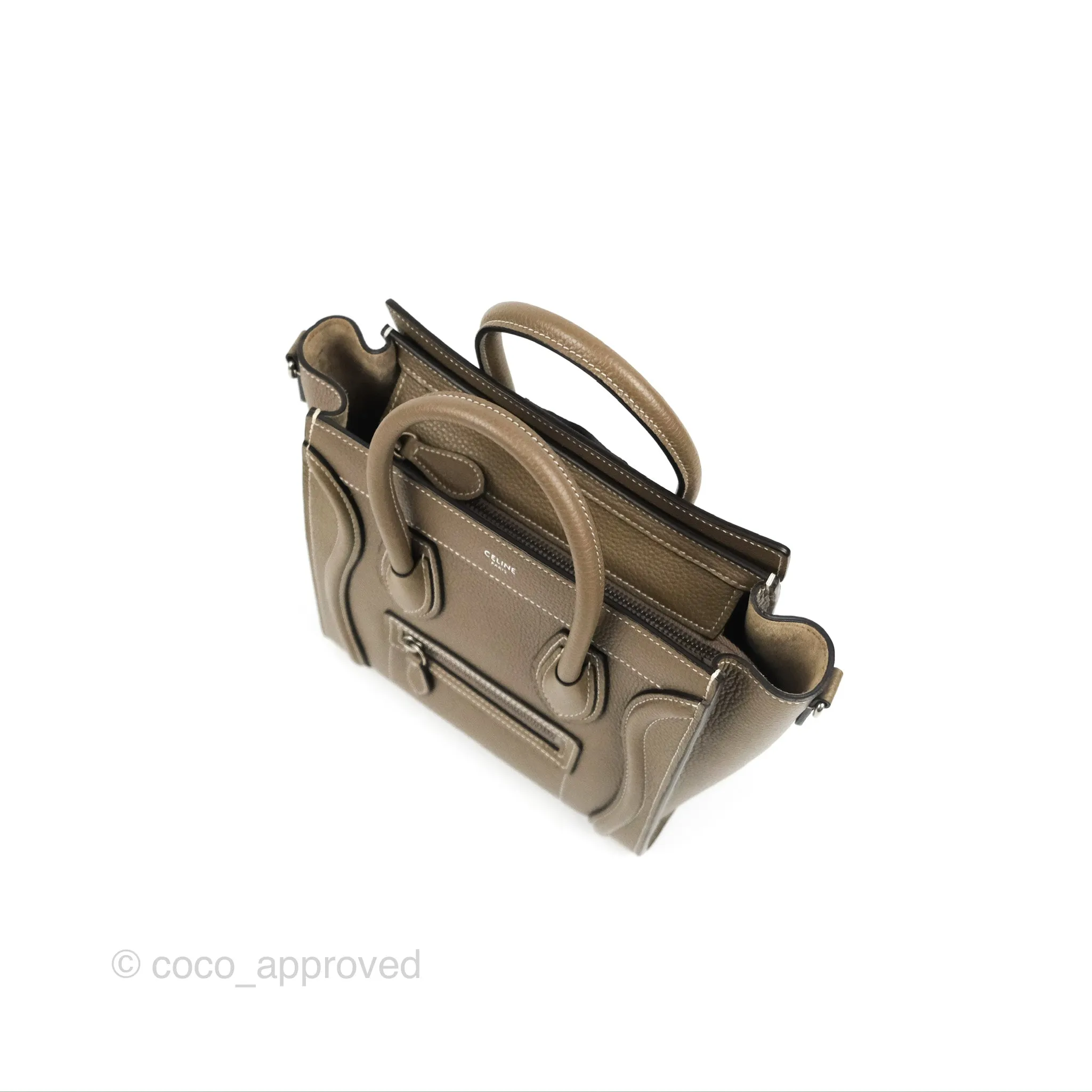 Celine Nano Luggage in Souris Drummed Calfskin