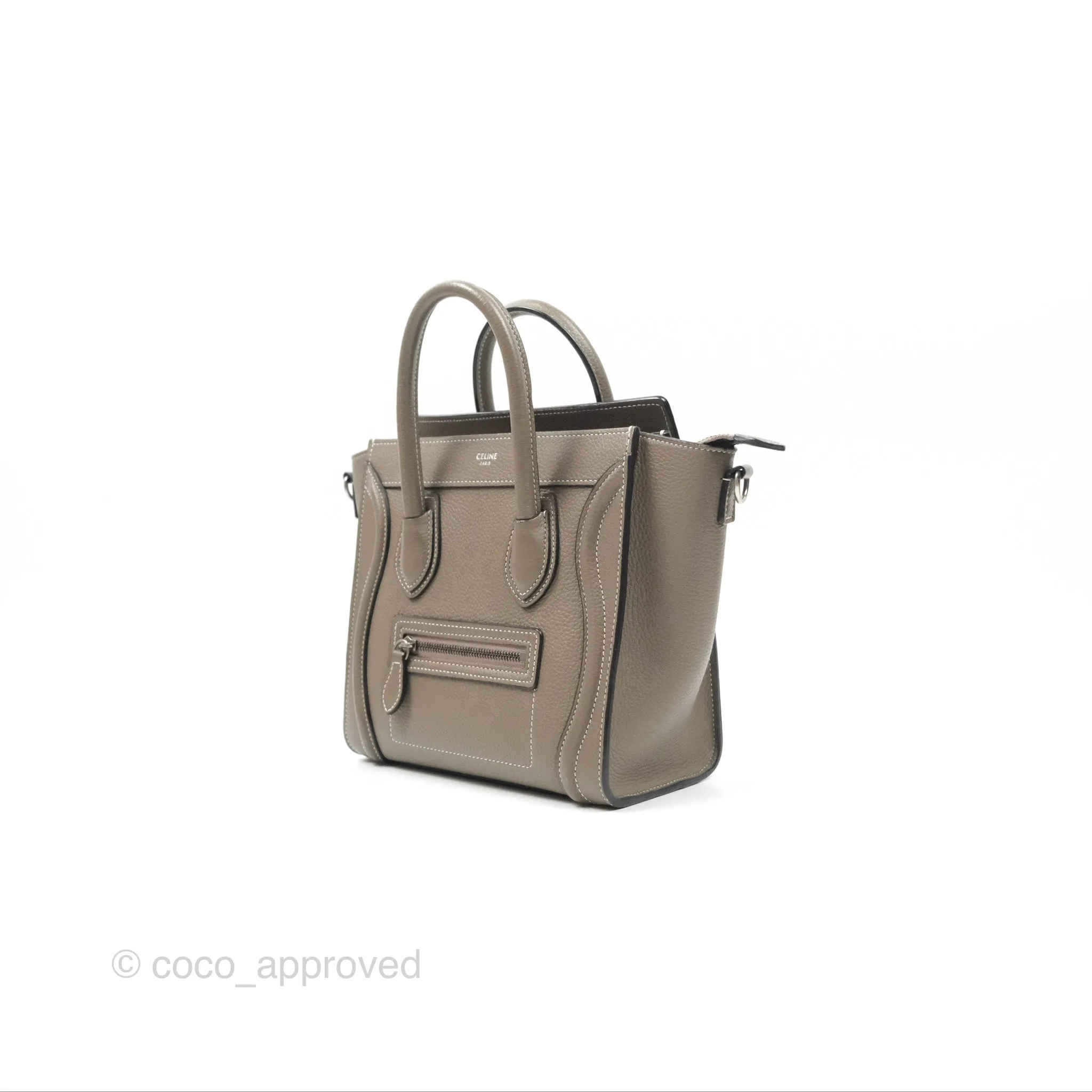 Celine Nano Luggage in Souris Drummed Calfskin