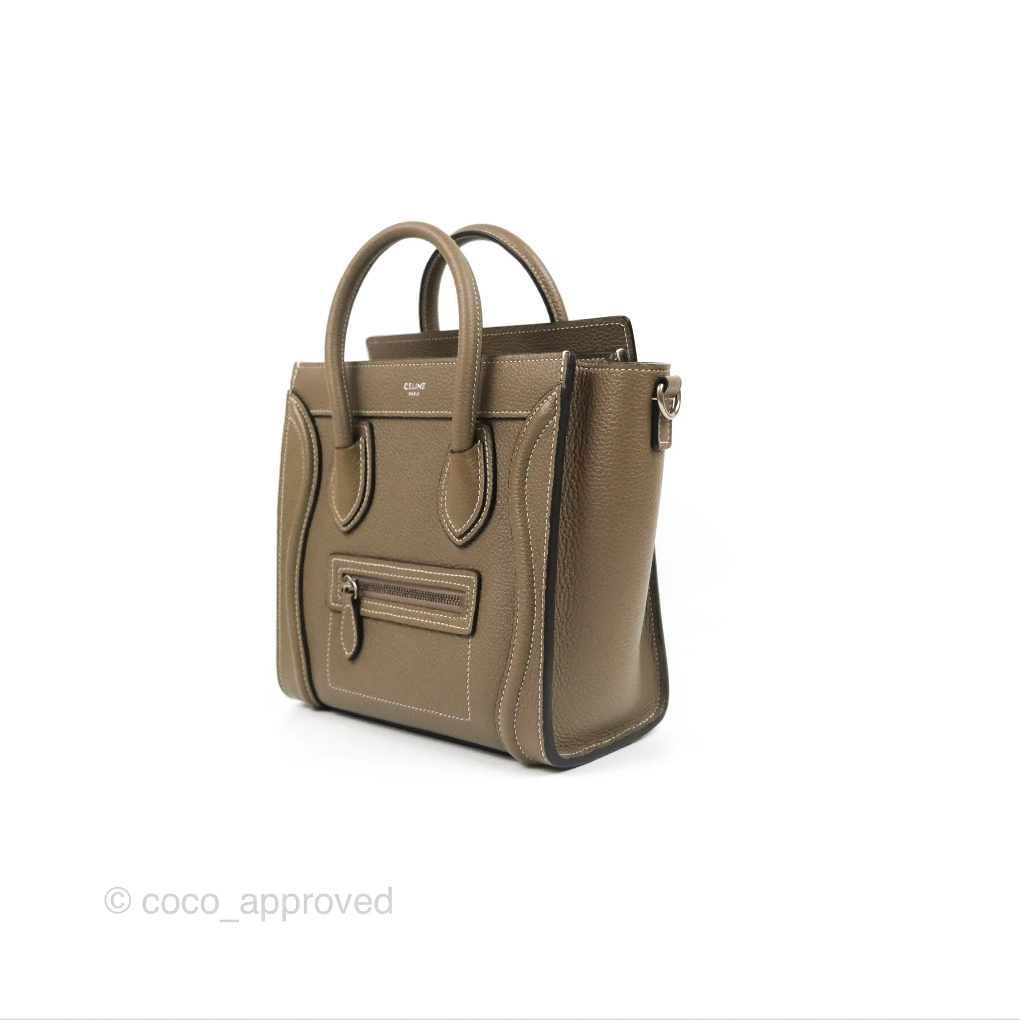 Celine Nano Luggage in Souris Drummed Calfskin