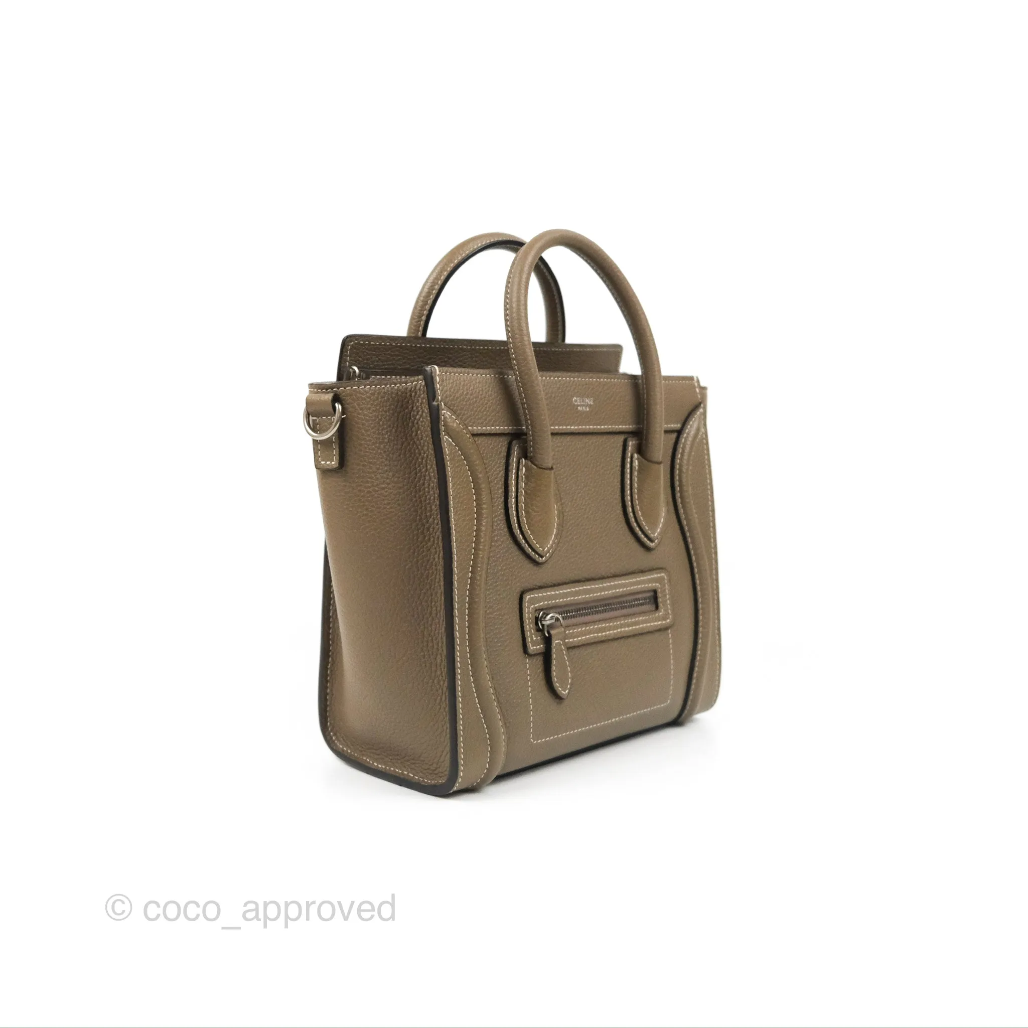 Celine Nano Luggage in Souris Drummed Calfskin