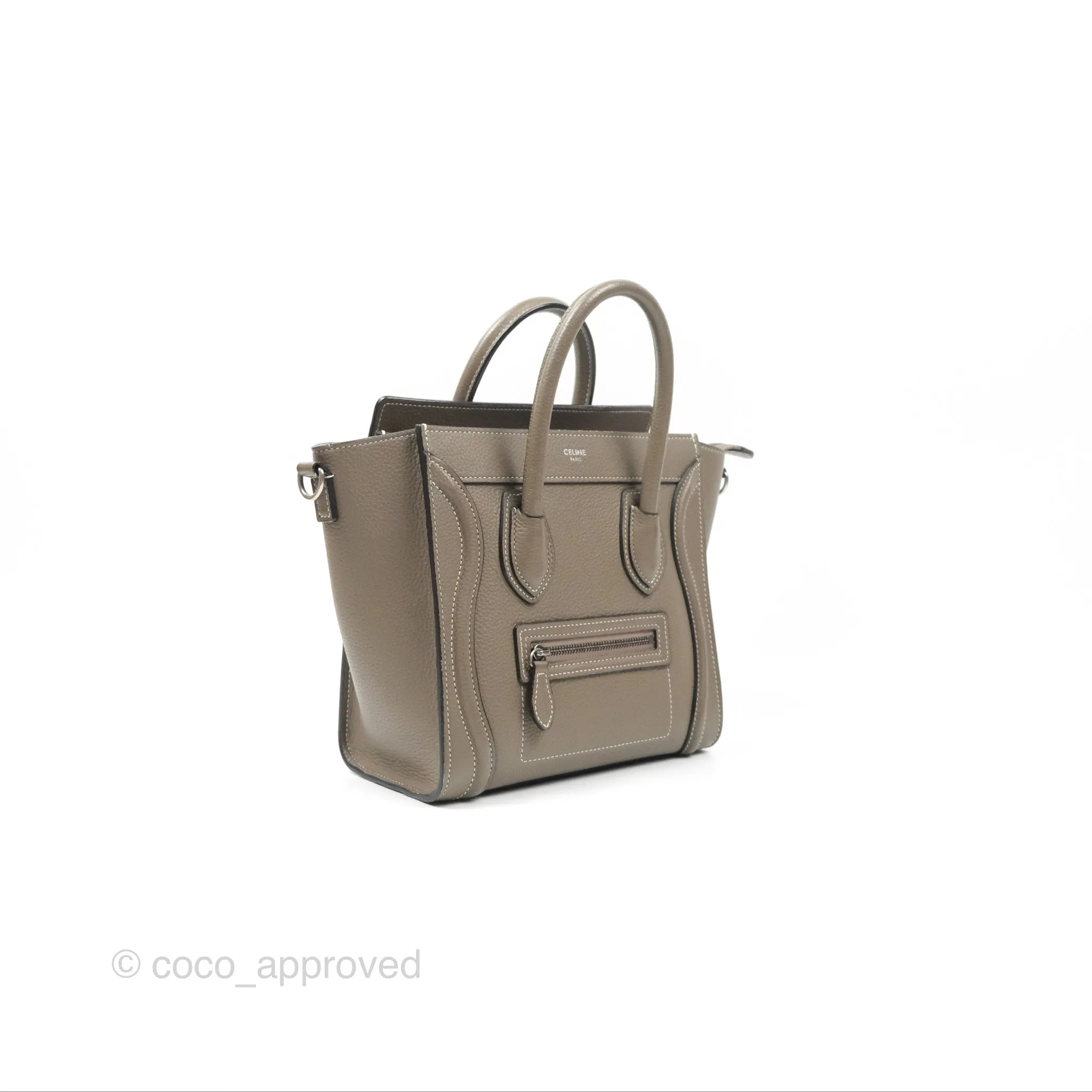 Celine Nano Luggage in Souris Drummed Calfskin