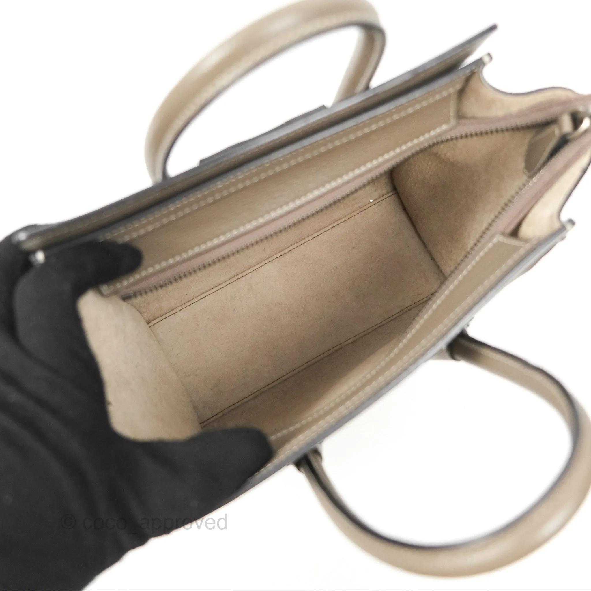 Celine Nano Luggage in Souris Drummed Calfskin